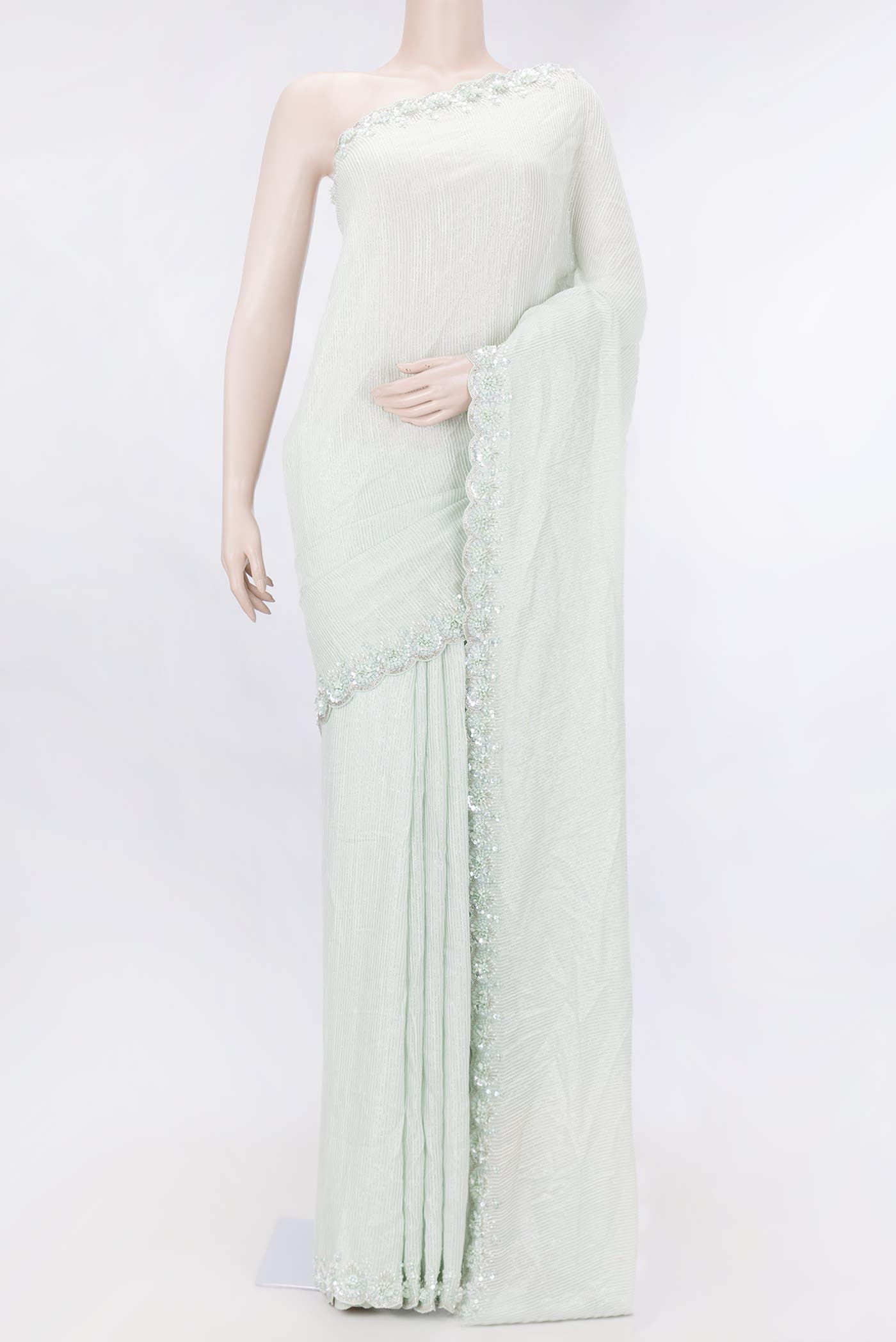 Light Green Dual Tone Blended Mysore Georgette Saree