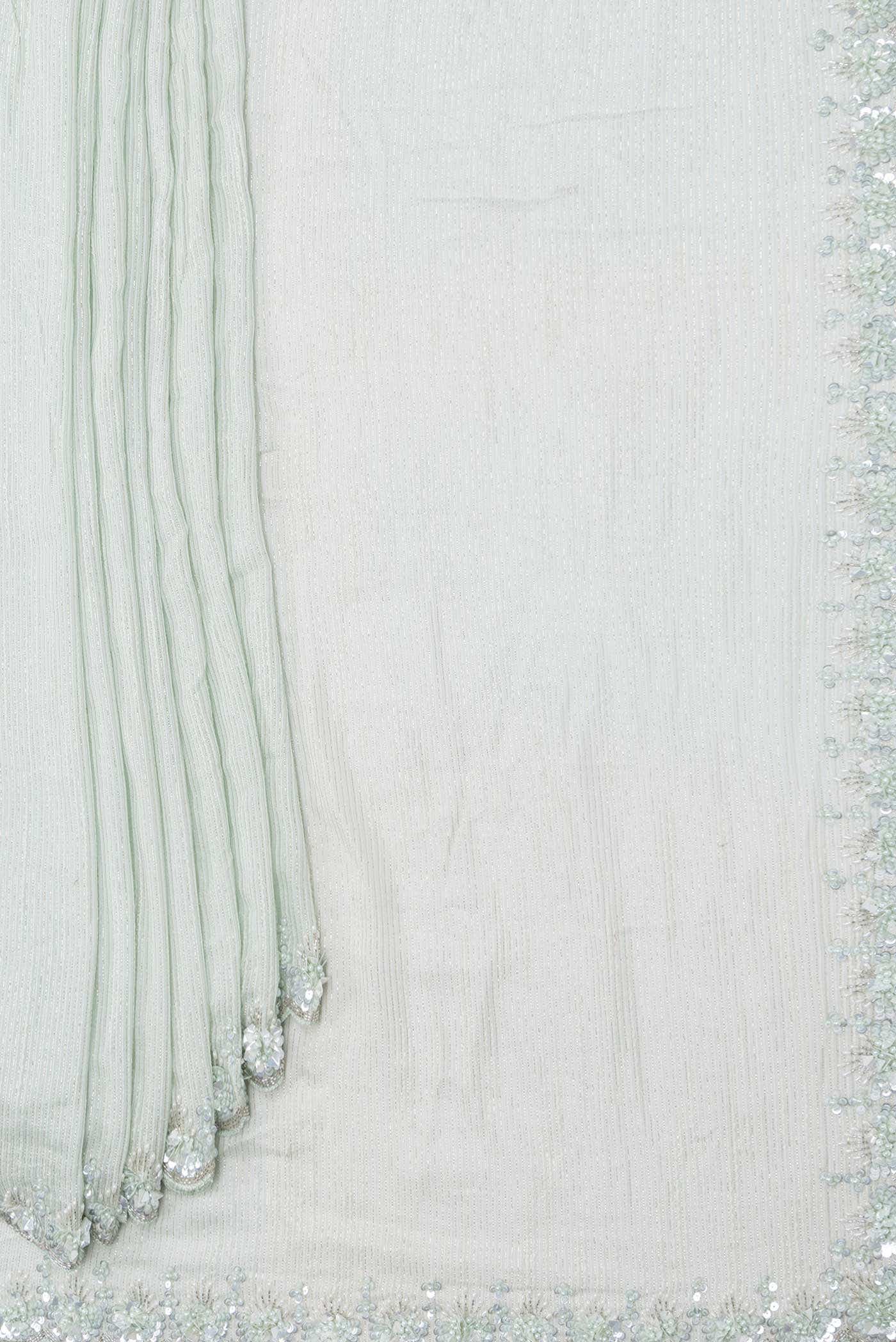 Light Green Dual Tone Blended Mysore Georgette Saree