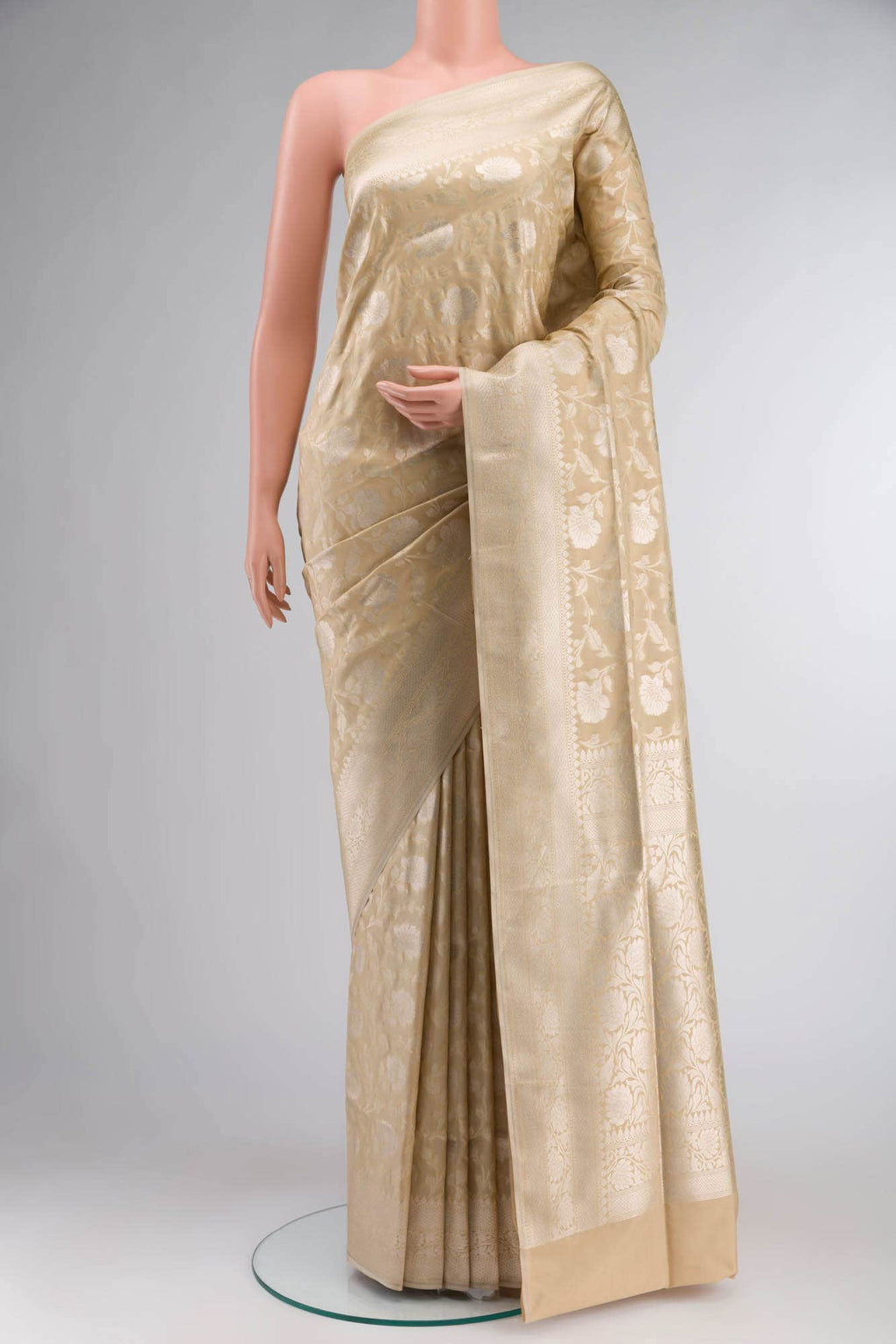 Beige Blended Banarasi Silk Saree