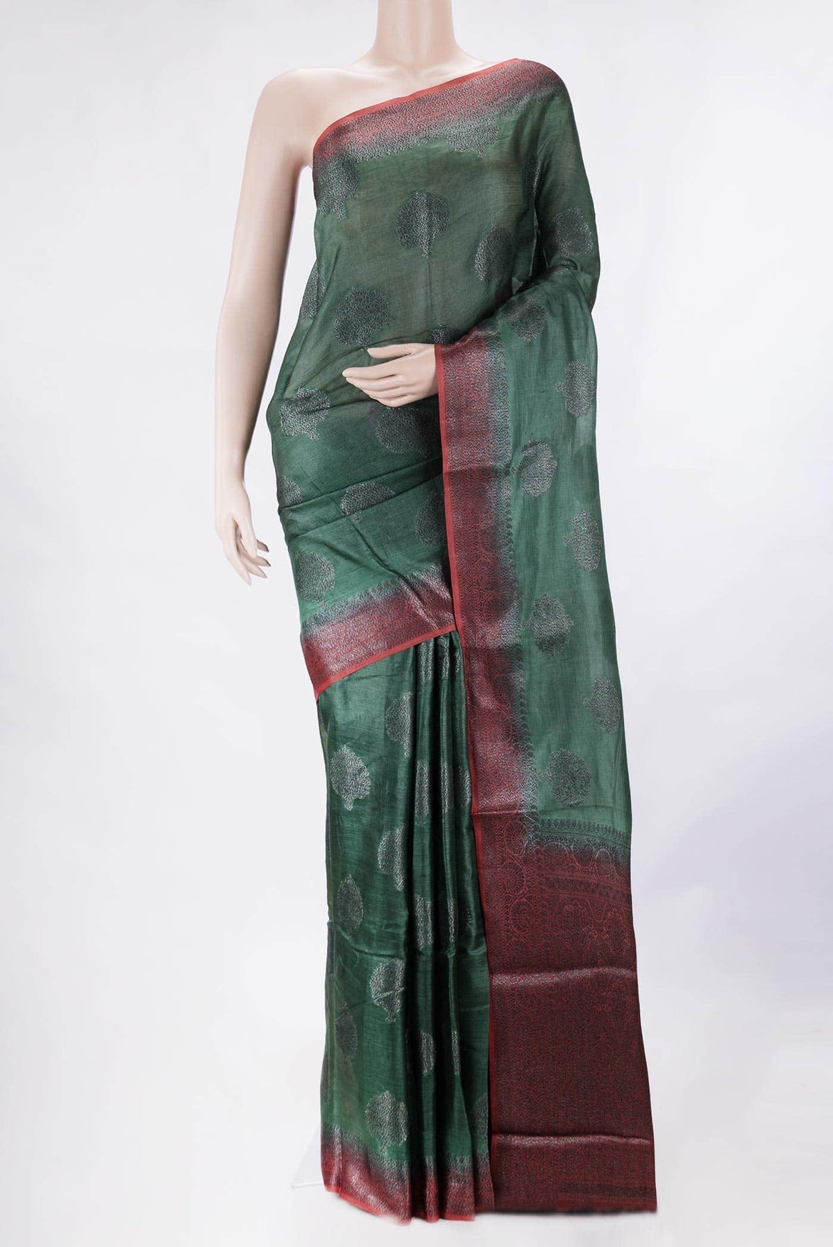 Green Dual Tone Tussar Silk Saree