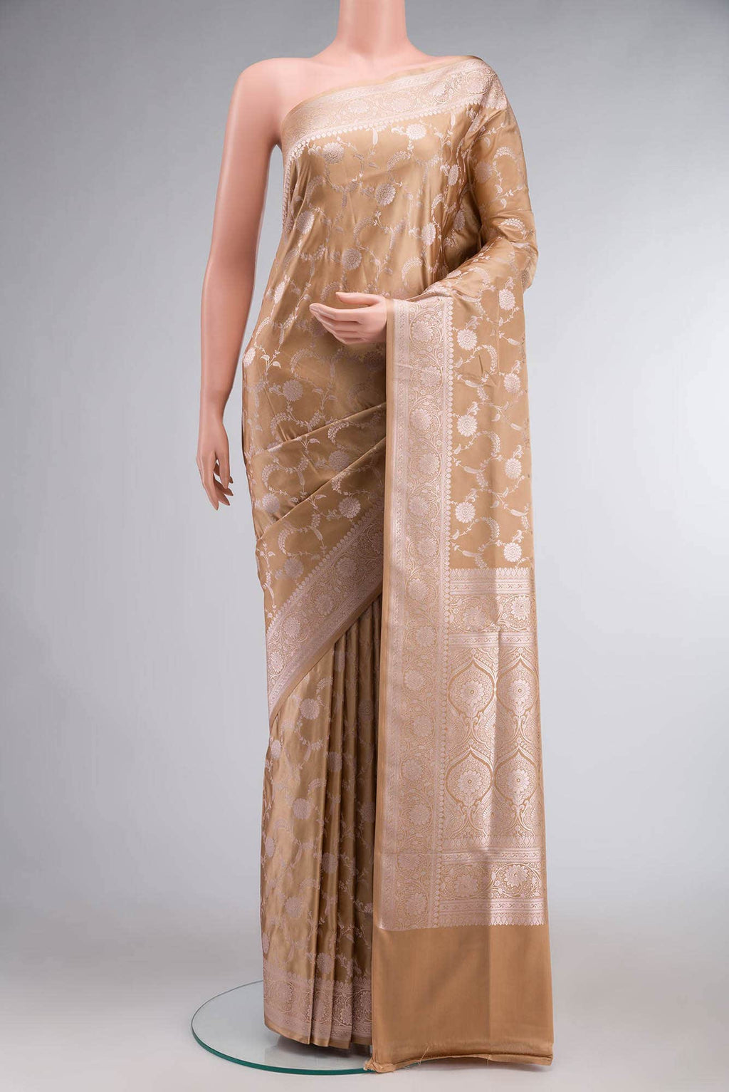 Beige Banarasi Silk Saree