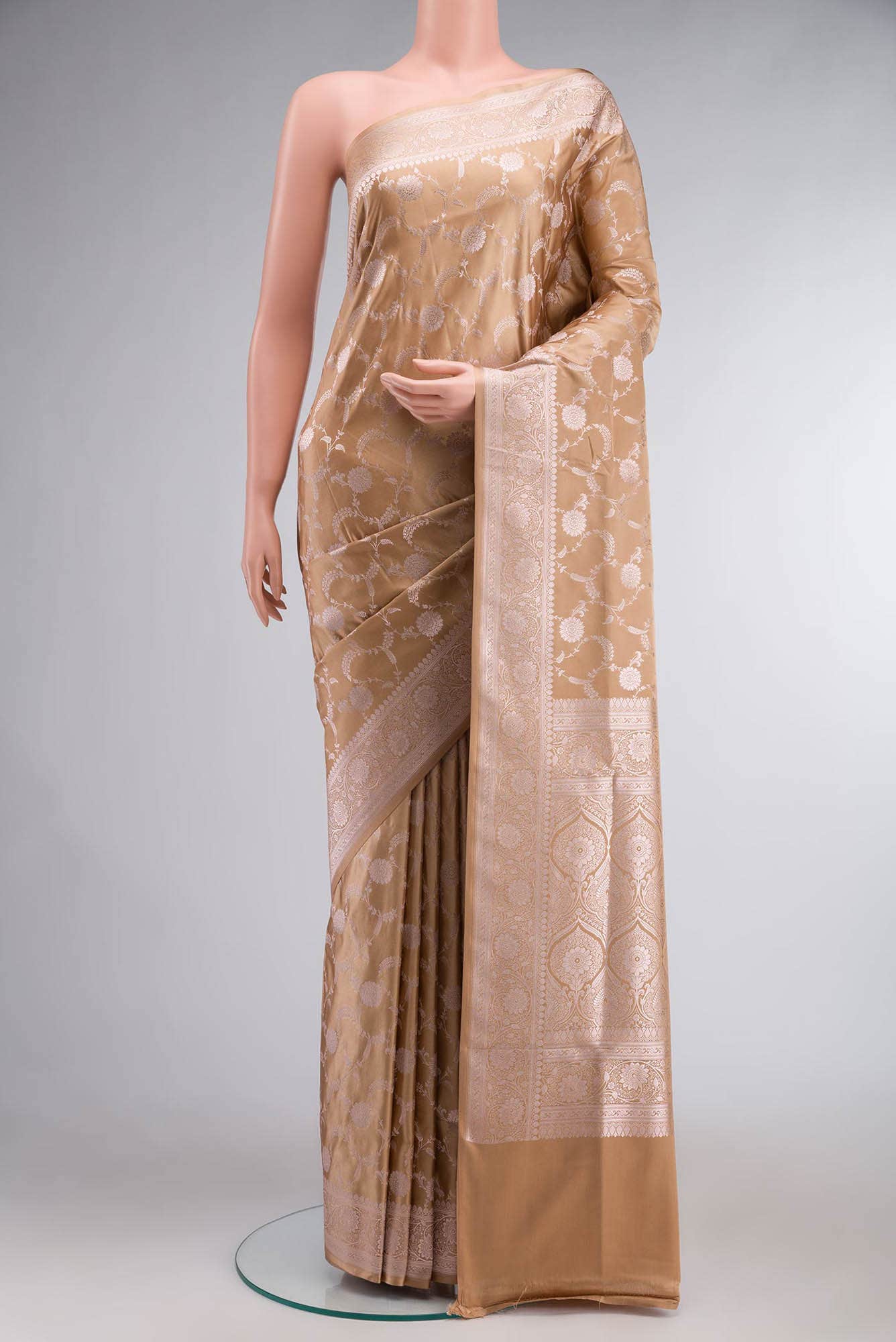Beige Banarasi Silk Saree