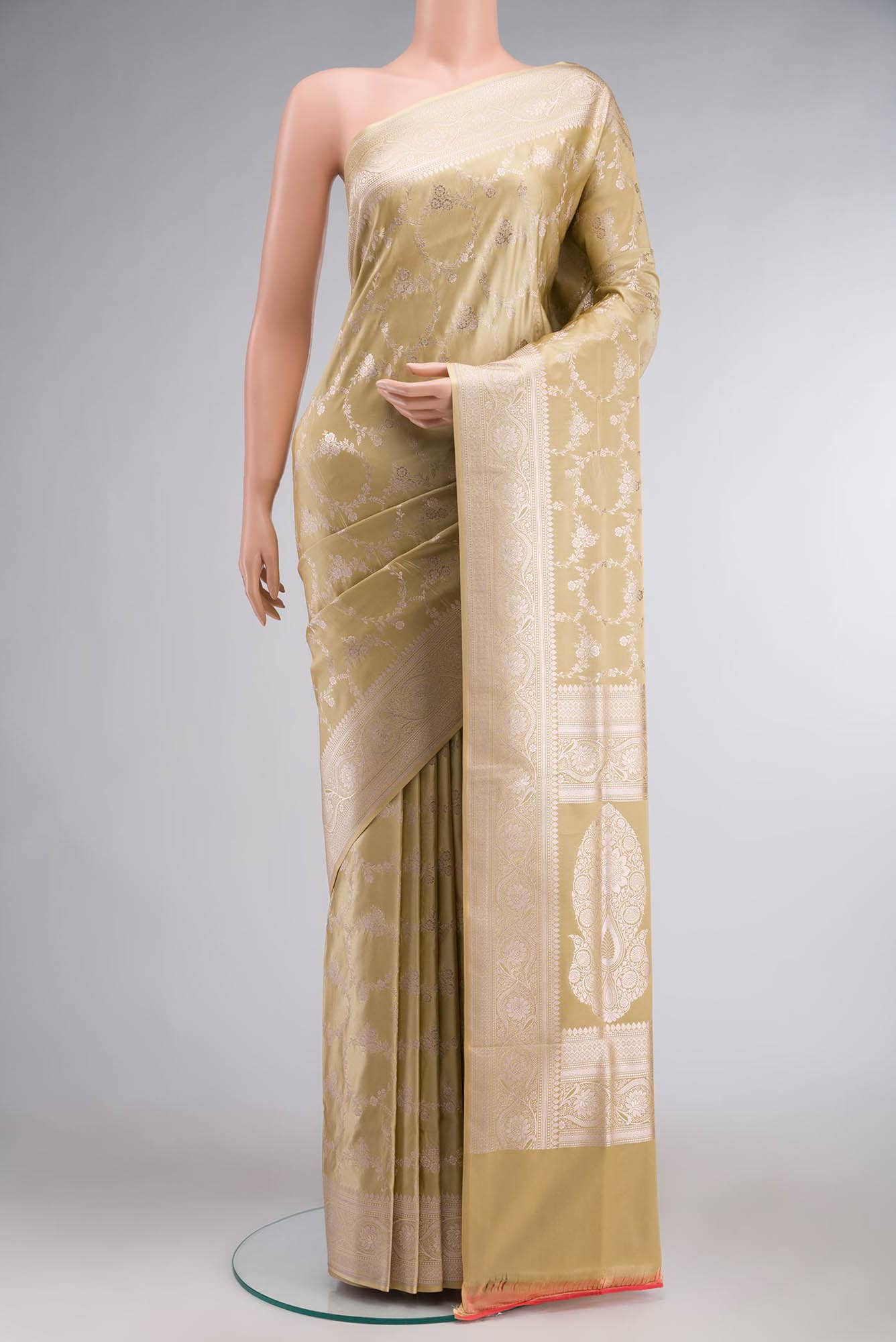 Beige Banarasi Silk Saree