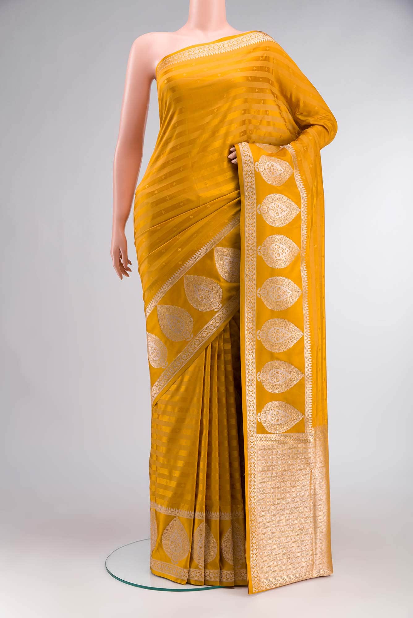 Yellow Blended Banarasi Silk Saree