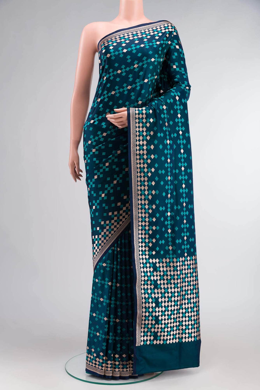 Blue Blended Banarasi Silk Saree