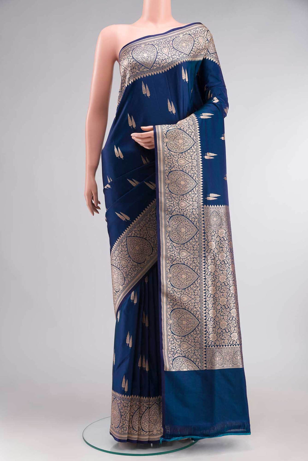 Blue Blended Banarasi Silk Saree