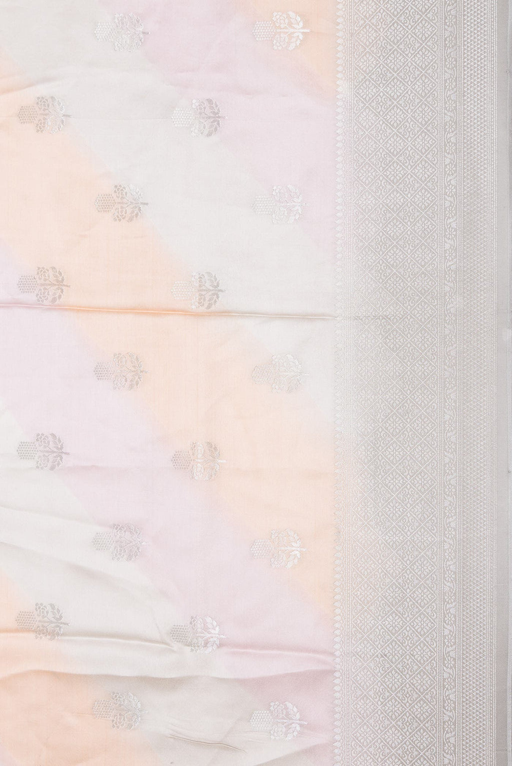 Pink , Beige and Lavender Dual Tone Organza Silk Saree