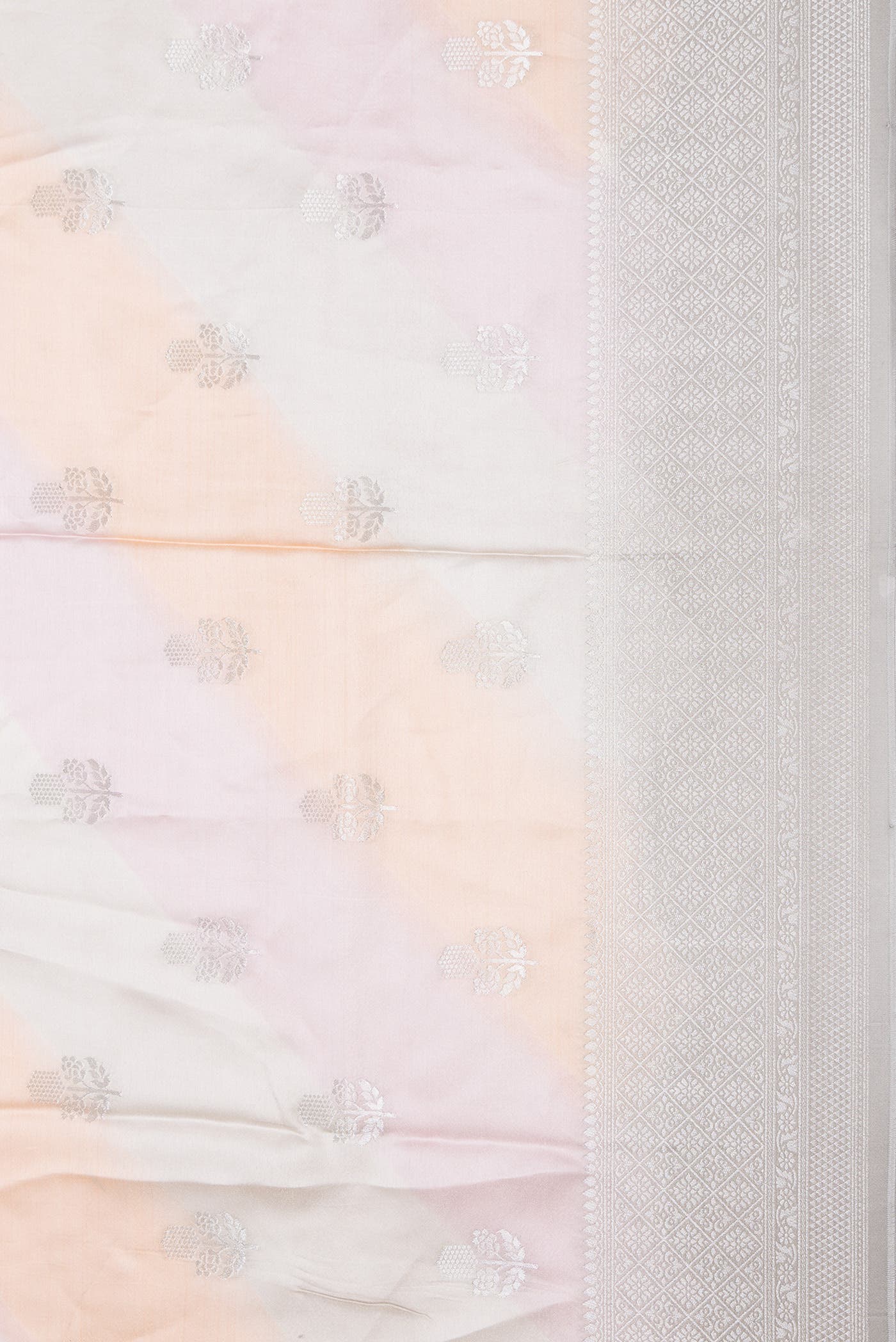 Pink , Beige and Lavender Dual Tone Organza Silk Saree