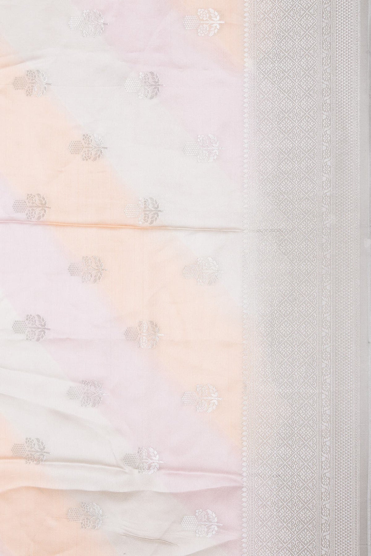 Pink , Beige and Lavender Dual Tone Organza Silk Saree