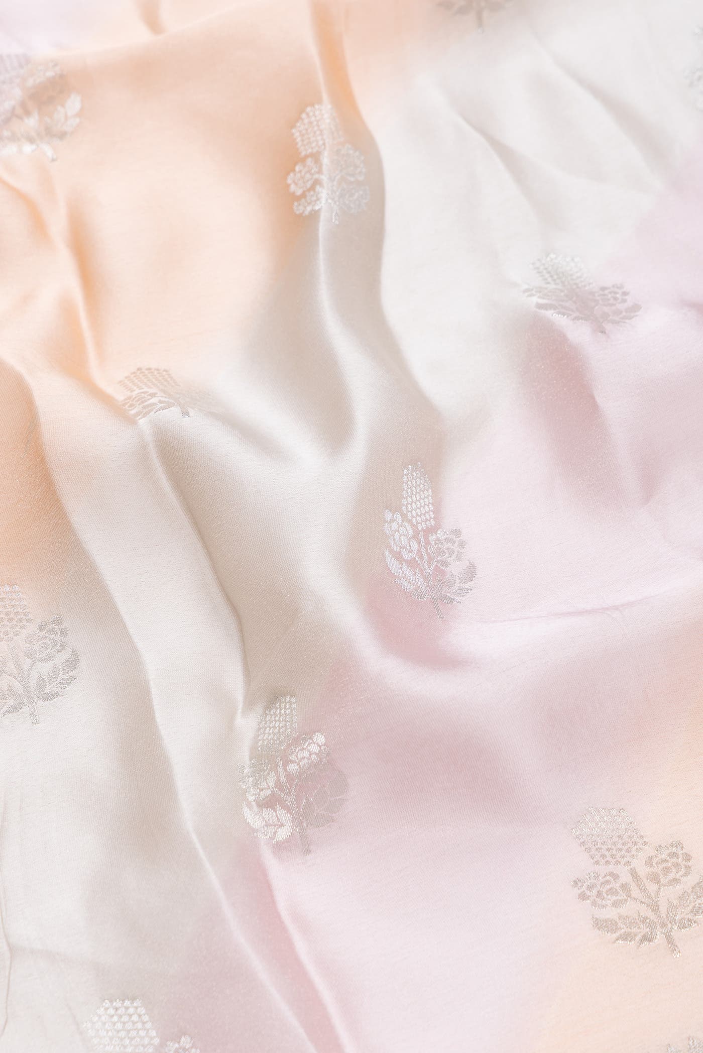 Pink , Beige and Lavender Dual Tone Organza Silk Saree