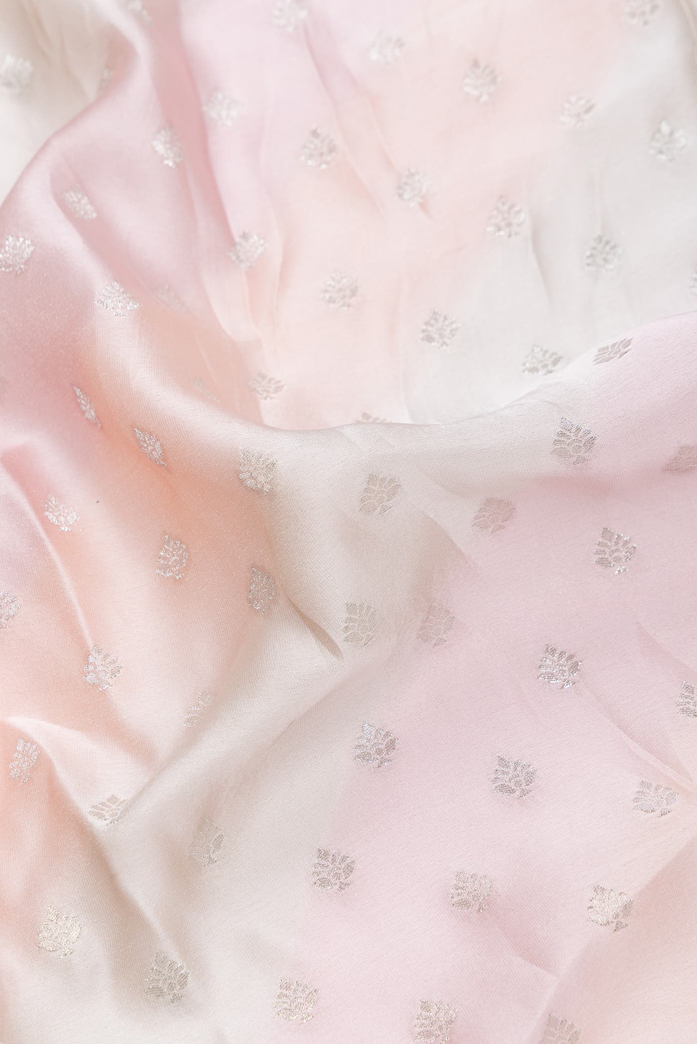 Pink , Beige and Grey Dual Tone Organza Silk Saree