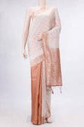 Pink , Beige and Grey Dual Tone Organza Silk Saree