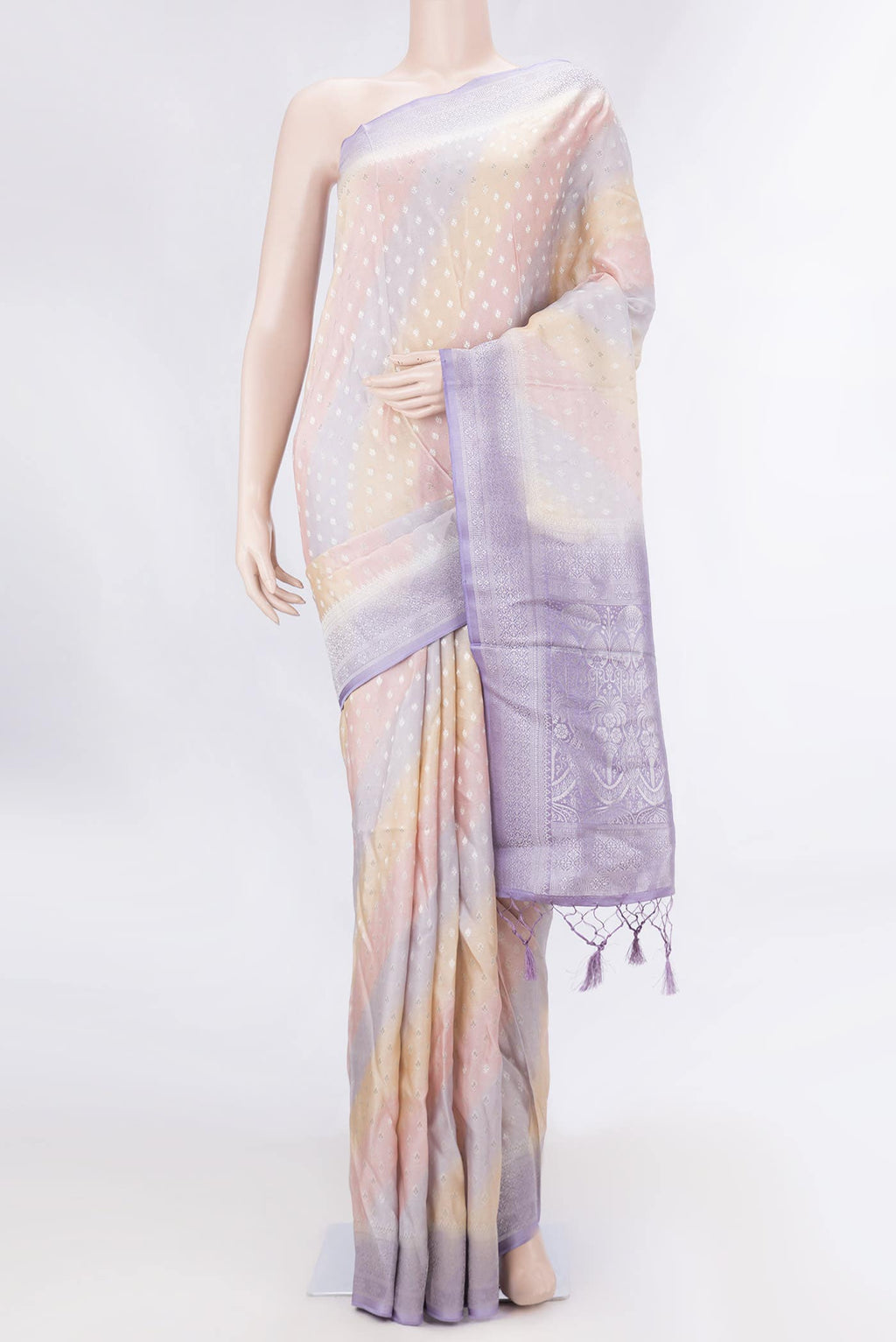Lavender Dual Tone Satin Crepe Saree