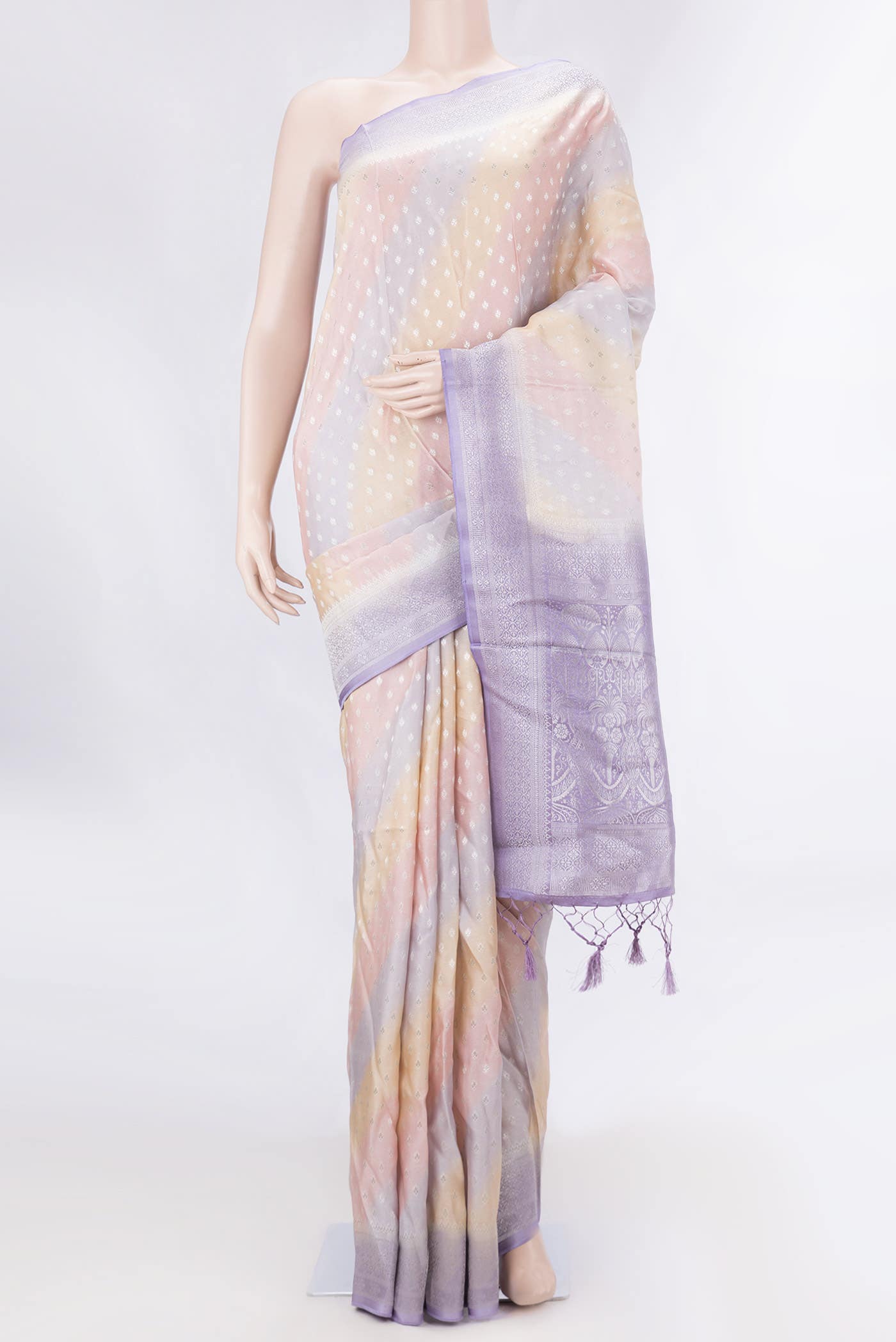 Lavender Dual Tone Satin Crepe Saree