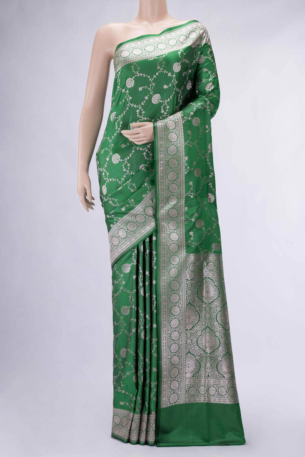 Green Dual Tone Blended Banarasi Silk Saree