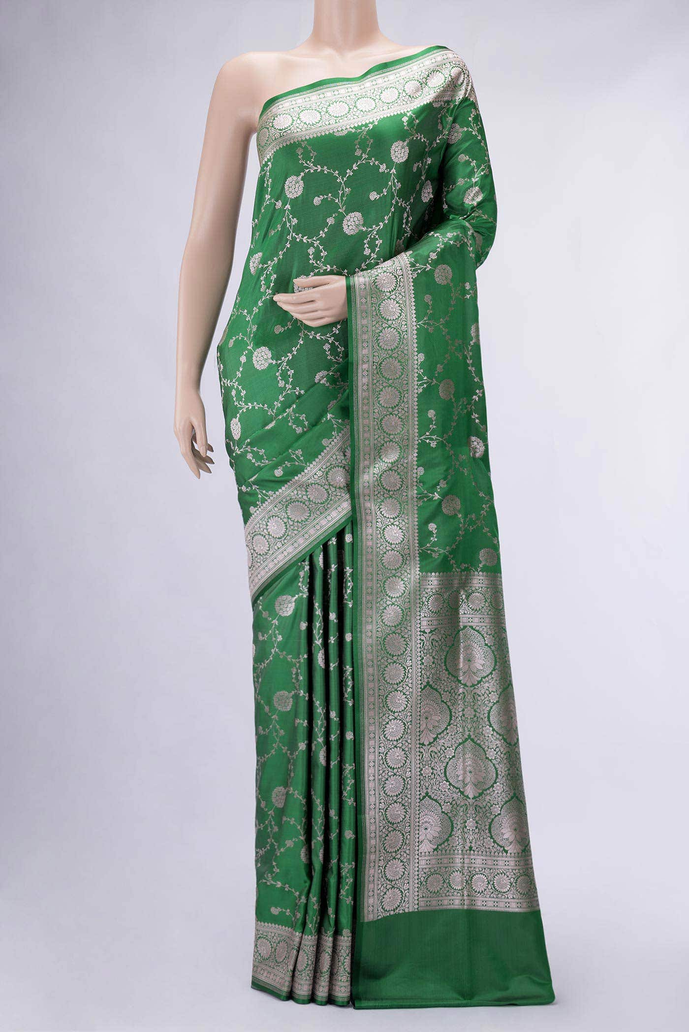 Green Dual Tone Blended Banarasi Silk Saree