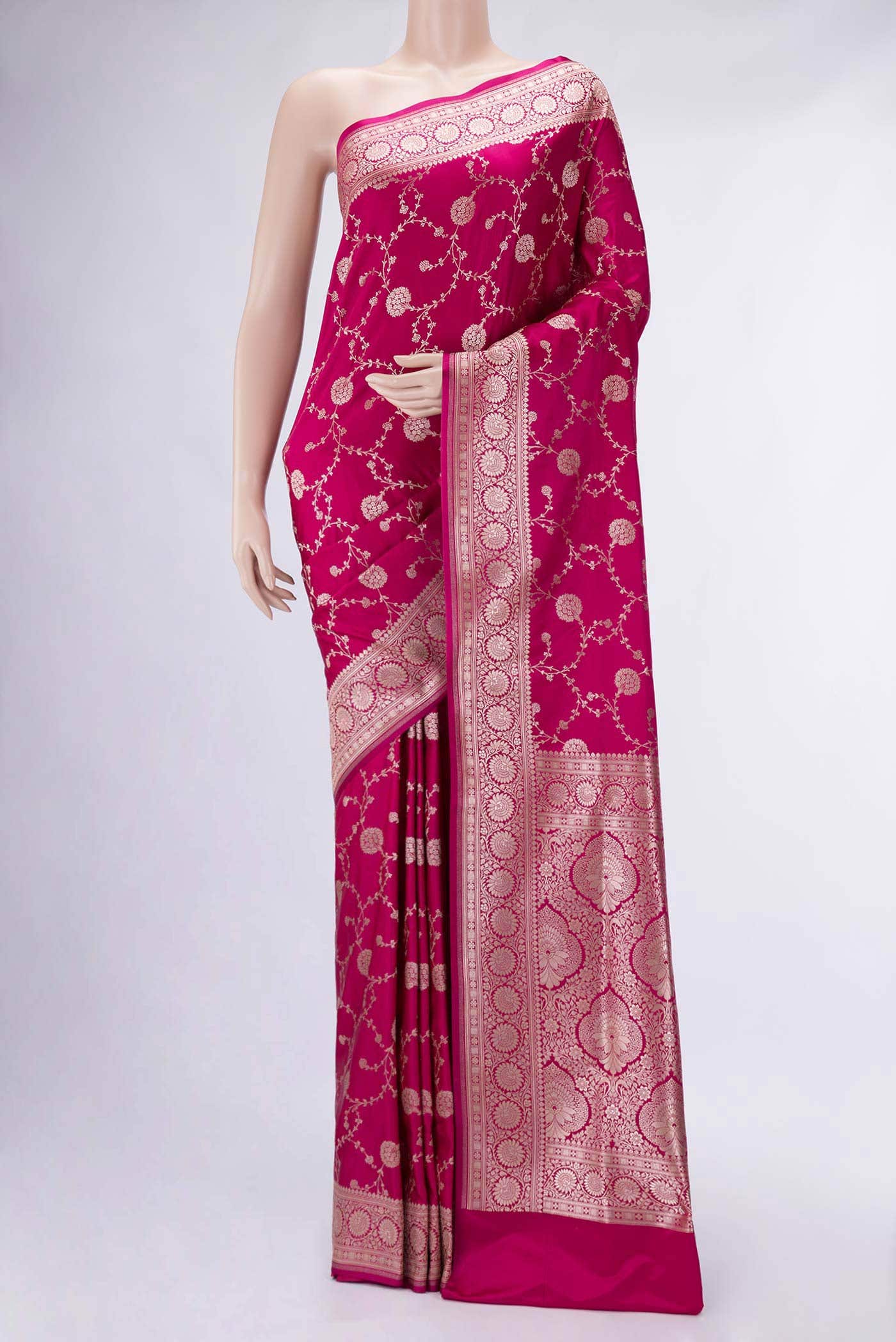 Dark Pink Dual Tone Blended Banarasi Silk Saree