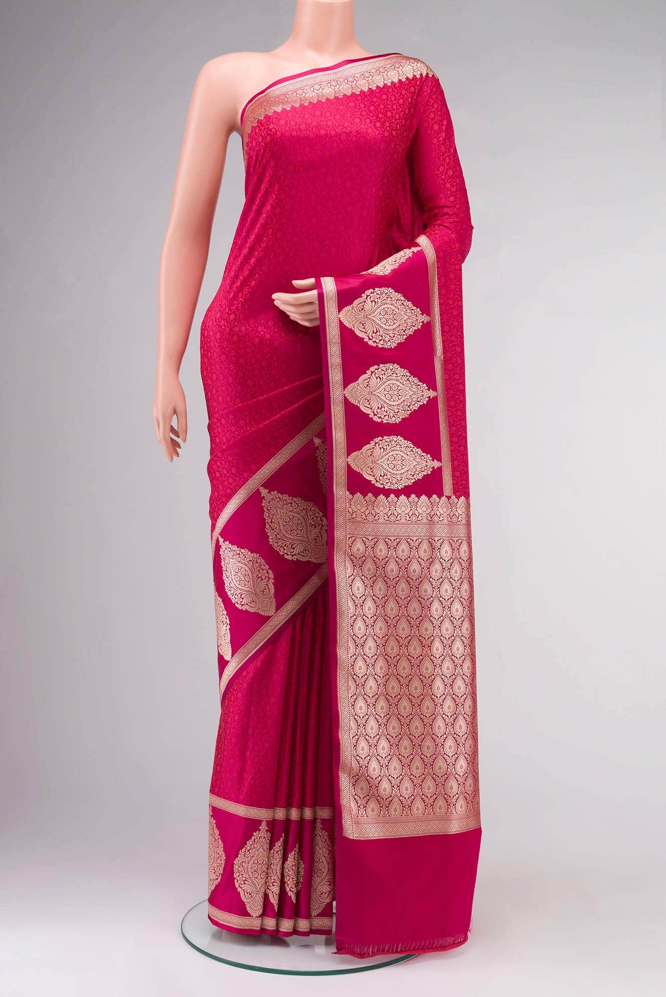 Dark Pink Banarasi Silk Saree