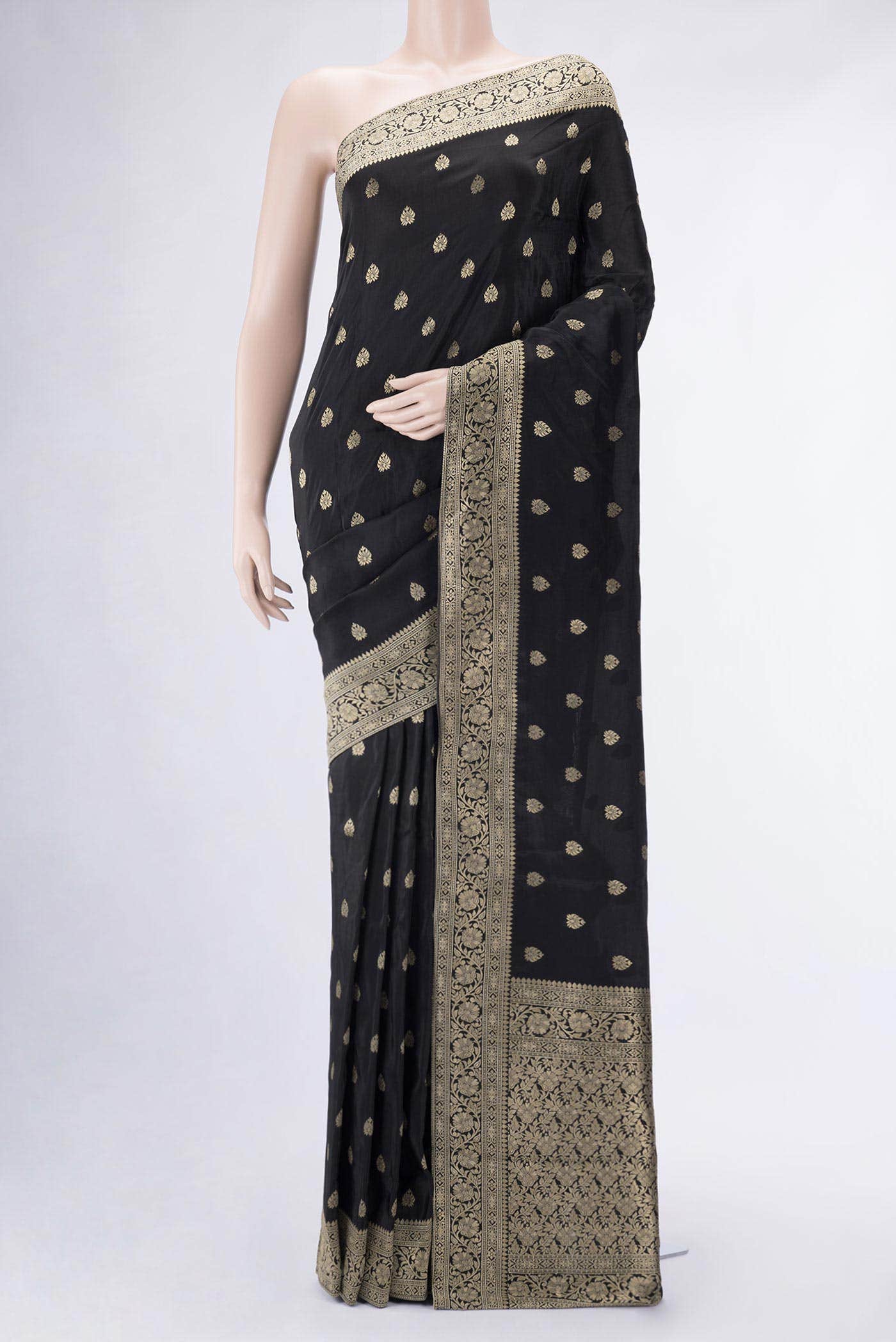 Black Blended Banarasi Silk Saree