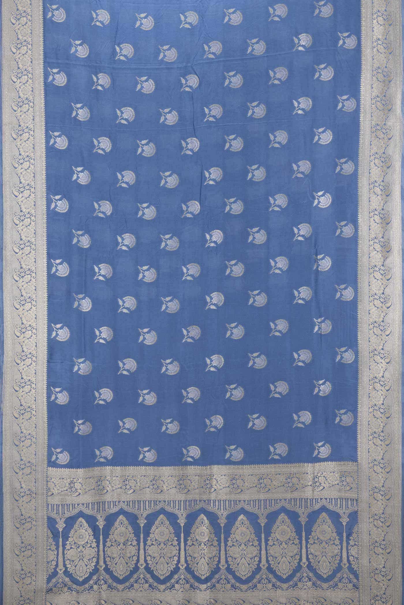 Blue Blended Banarasi Silk Saree