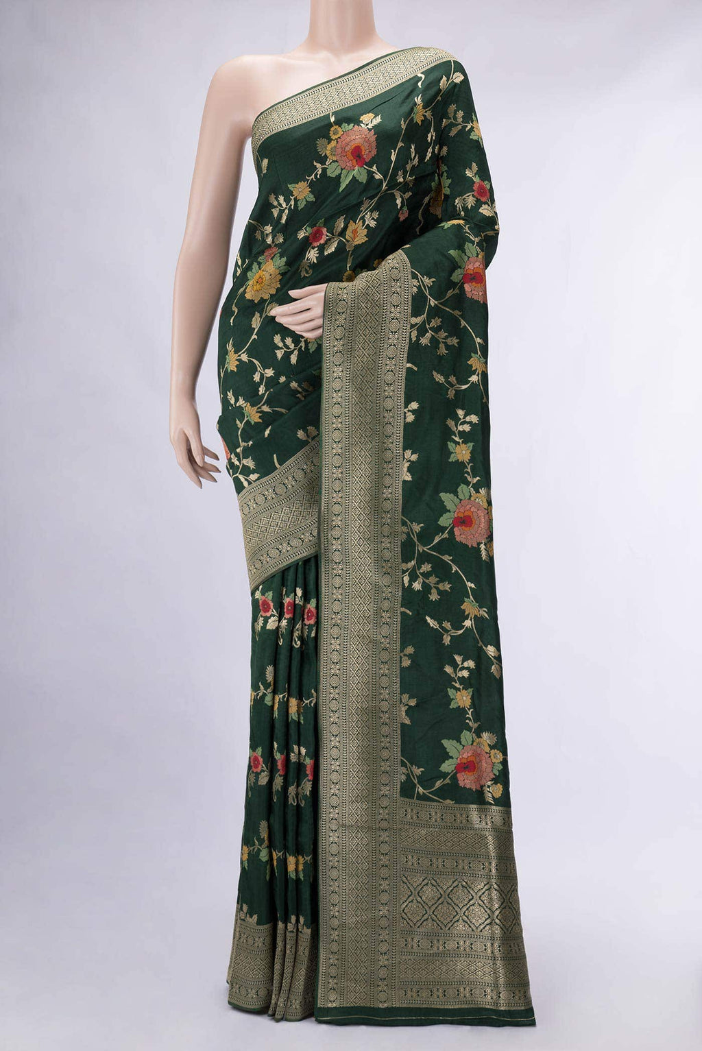 Green Dual Tone Blended Banarasi Silk Saree