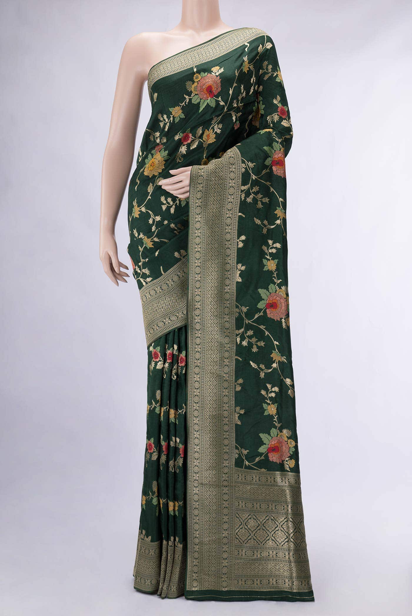 Green Dual Tone Blended Banarasi Silk Saree
