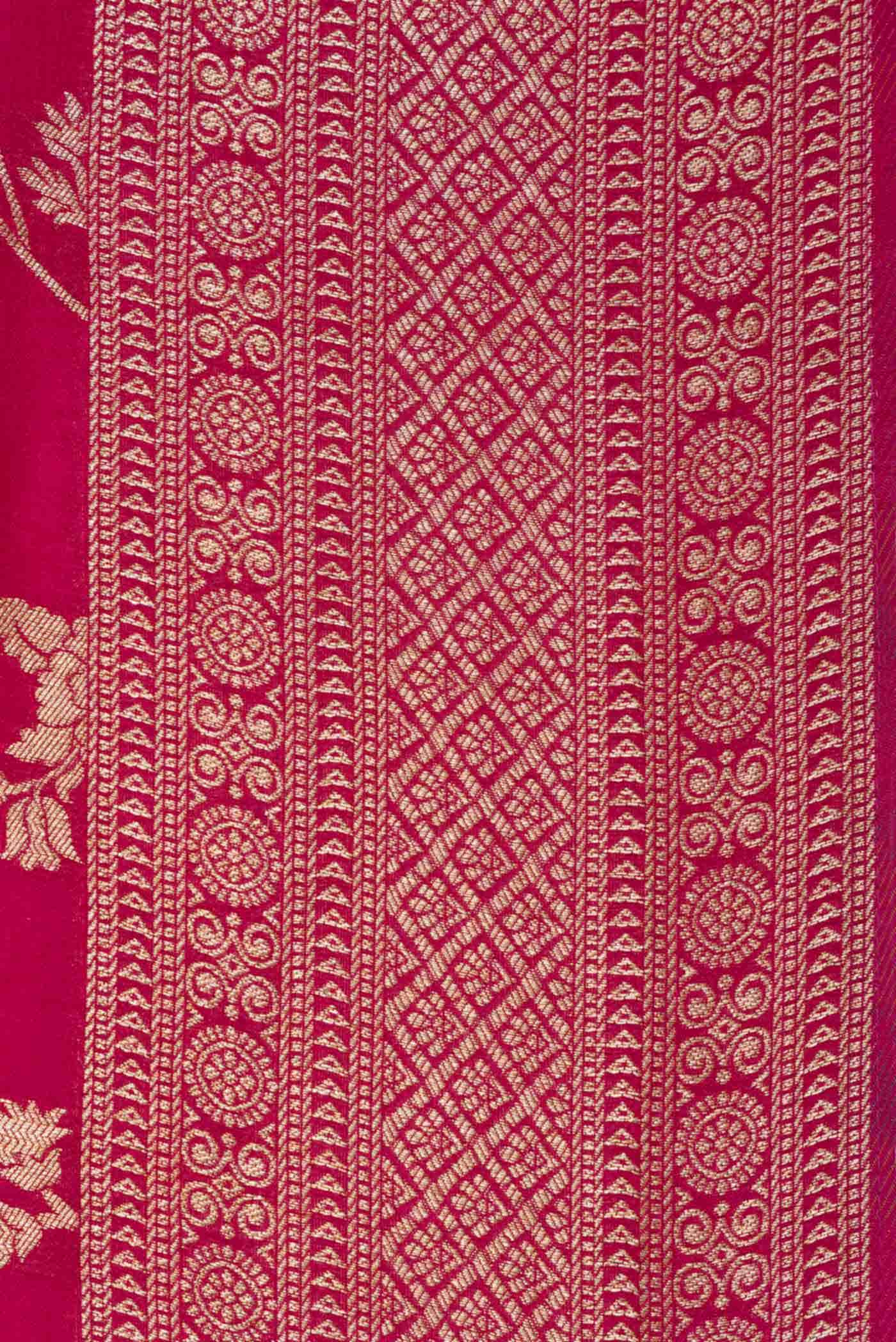 Dark Pink Blended Banarasi Silk Saree