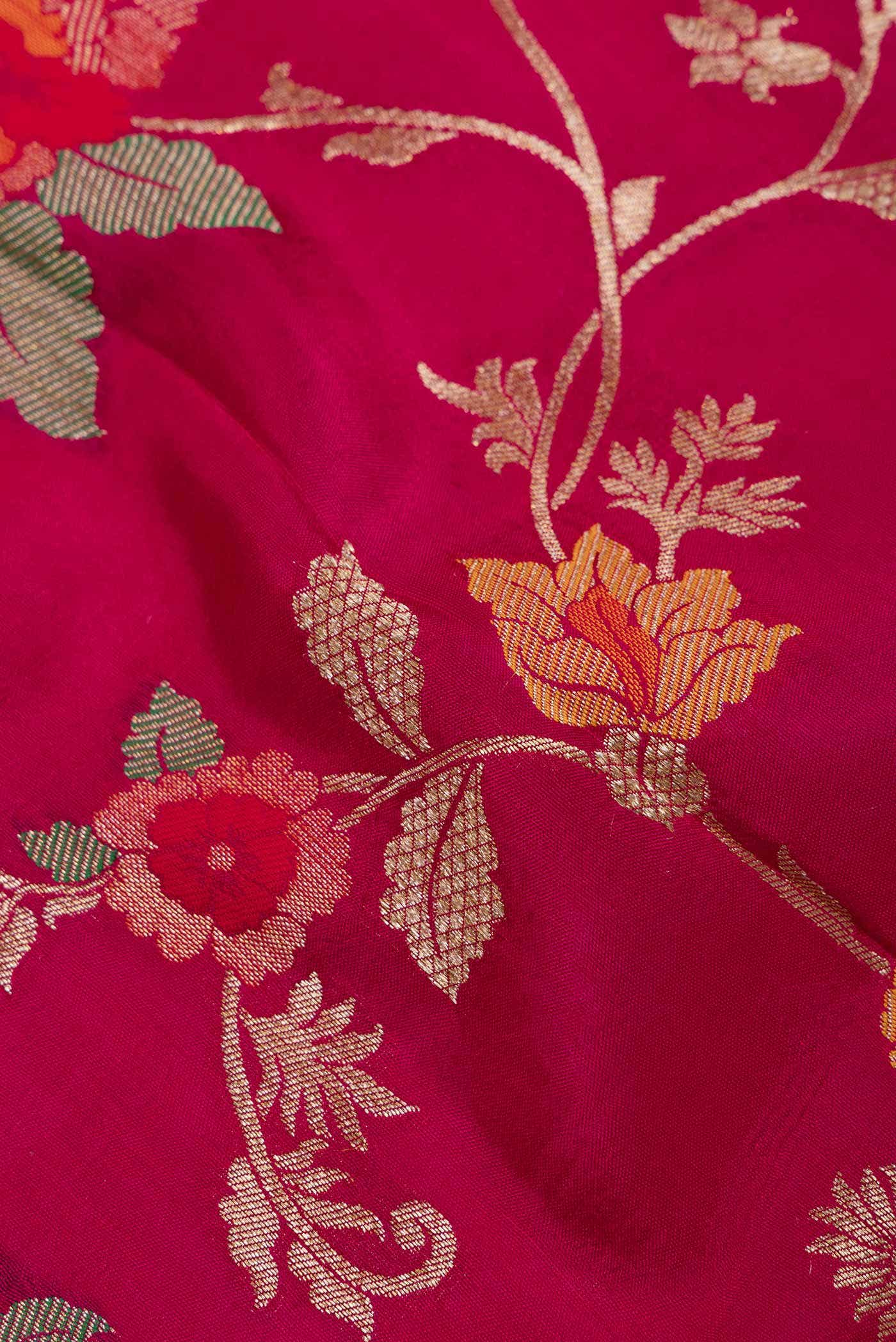 Dark Pink Blended Banarasi Silk Saree
