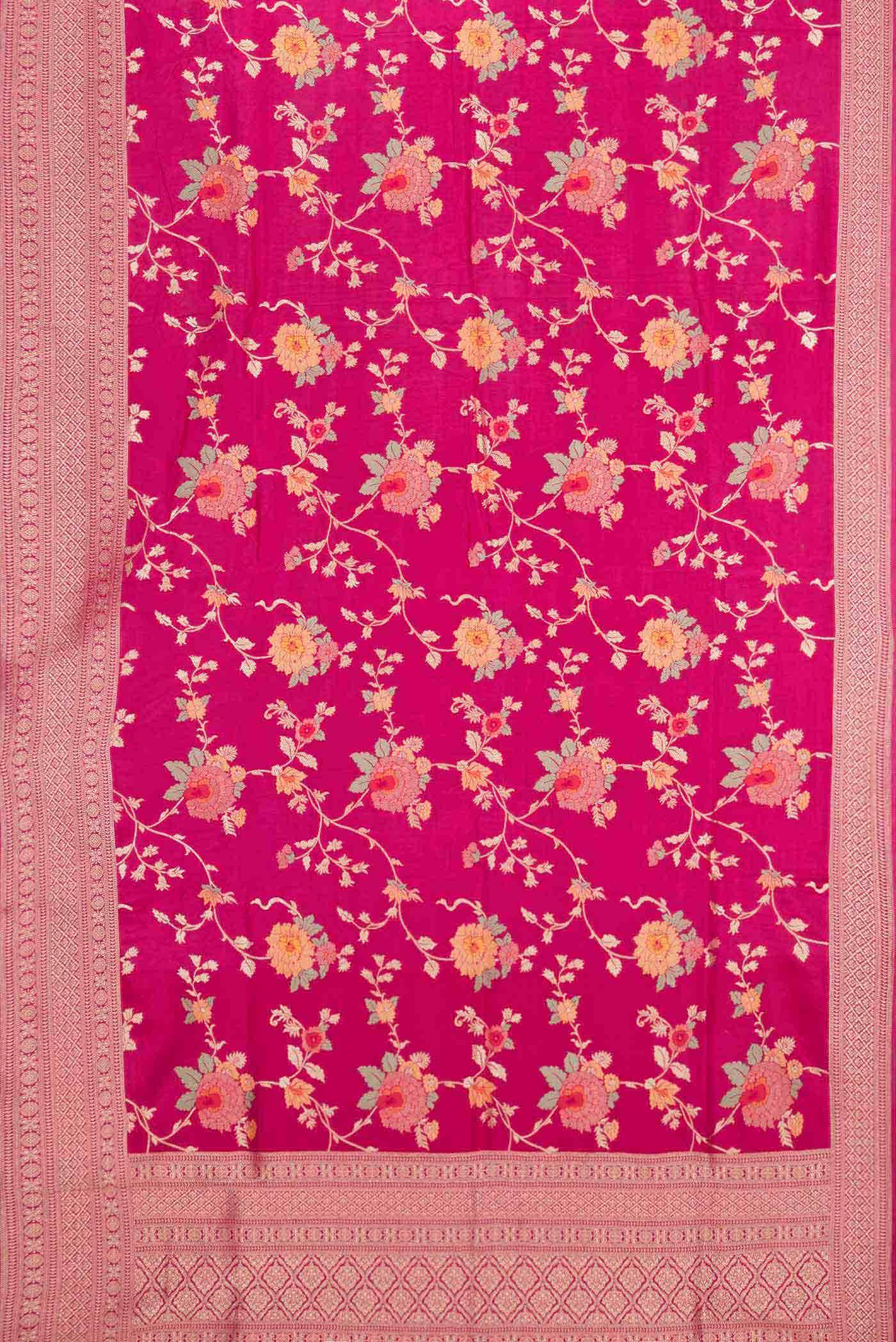 Dark Pink Blended Banarasi Silk Saree