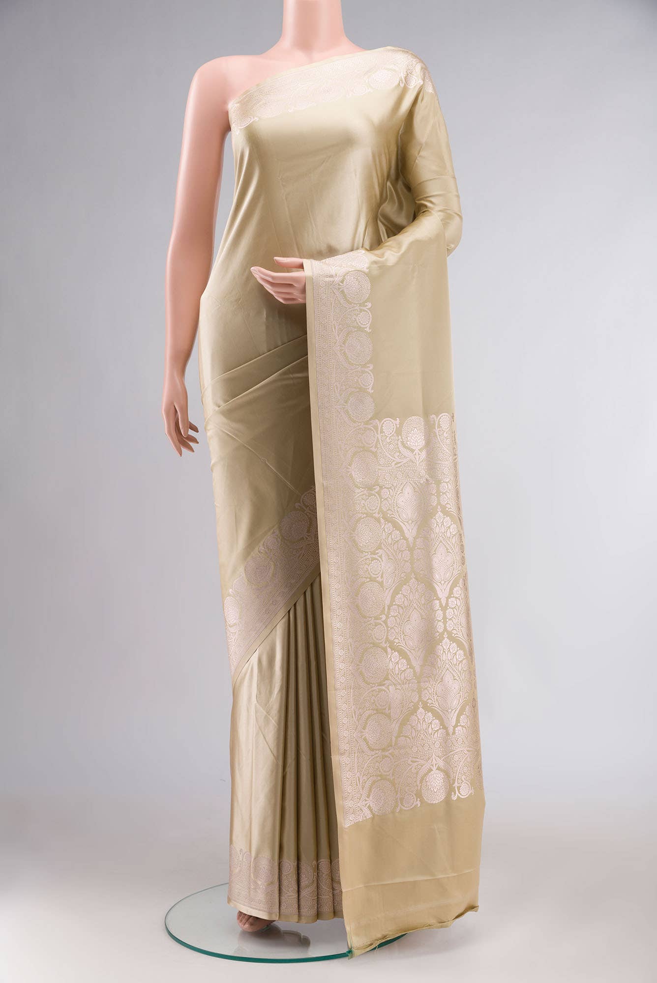 Beige Blended Banarasi Silk Saree