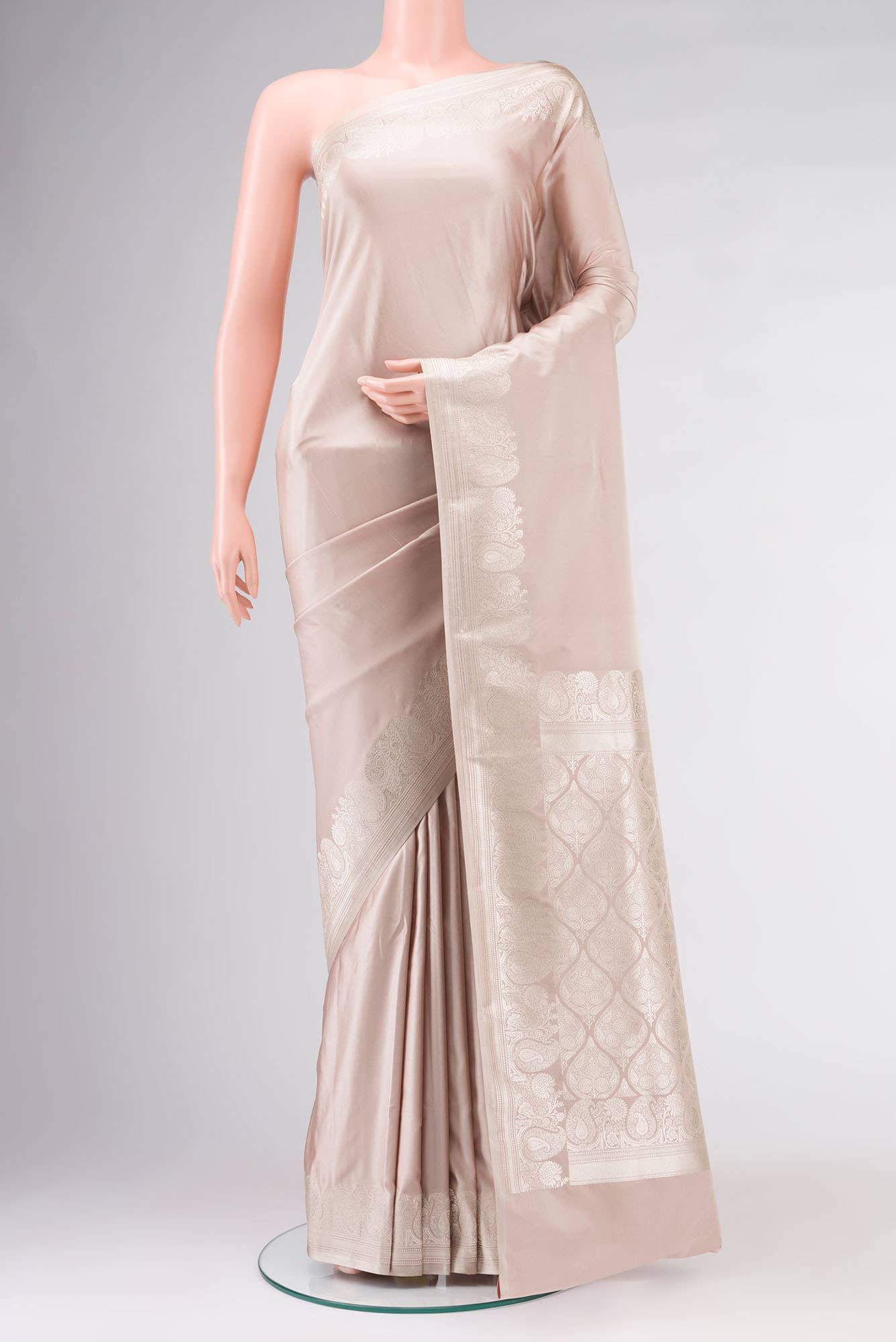 Rose Gold Blended Banarasi Silk Saree