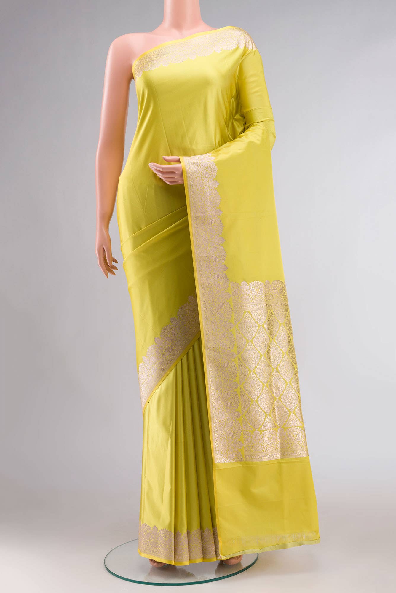 Yellow Blended Banarasi Silk Saree