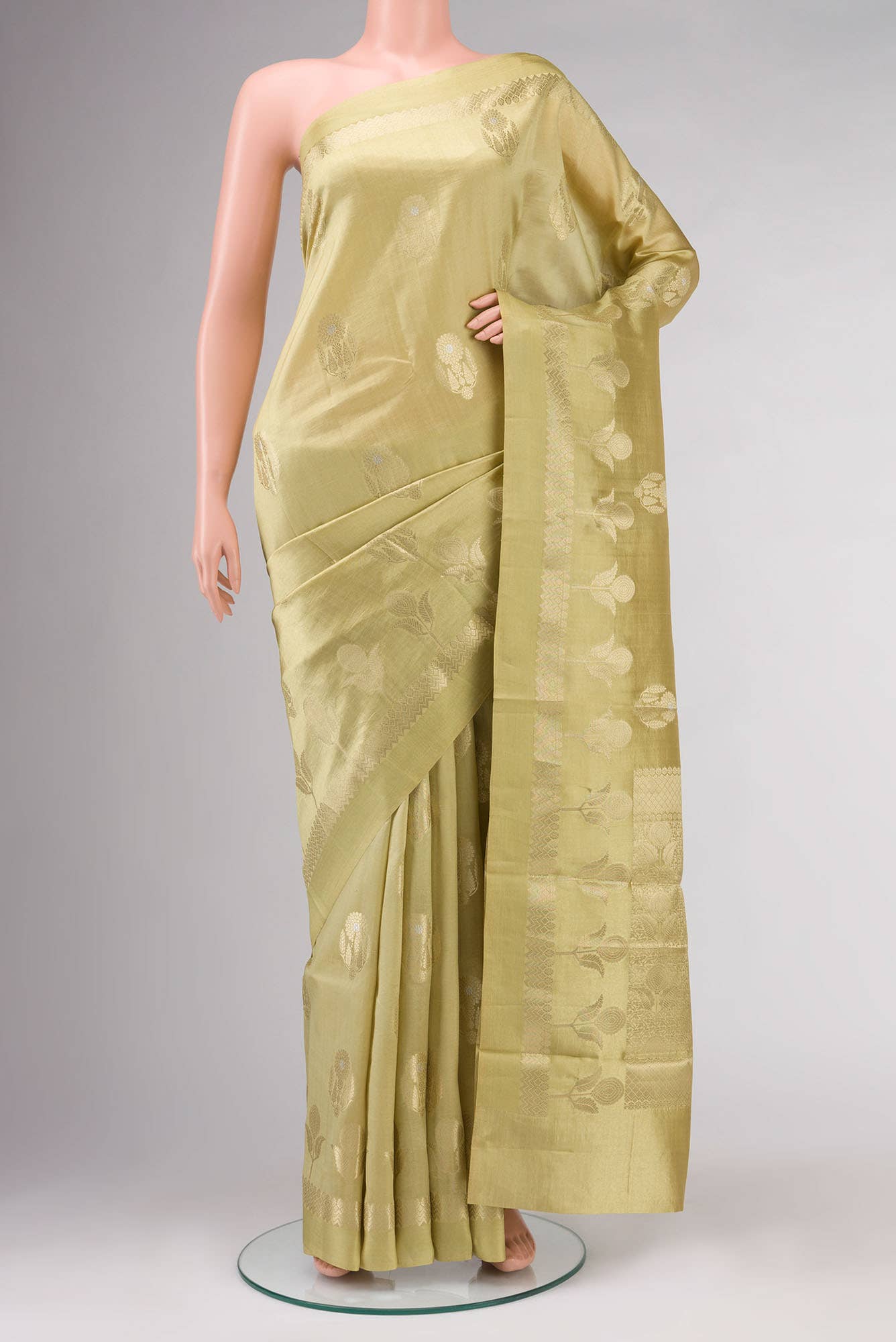 Green Banarasi Raw Silk Saree