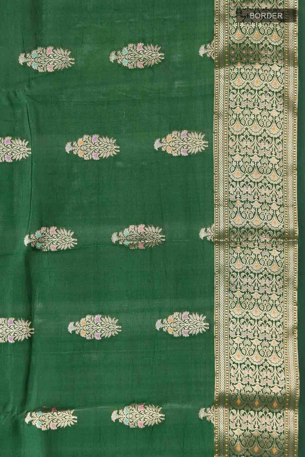 Green Banarasi Raw Silk Saree