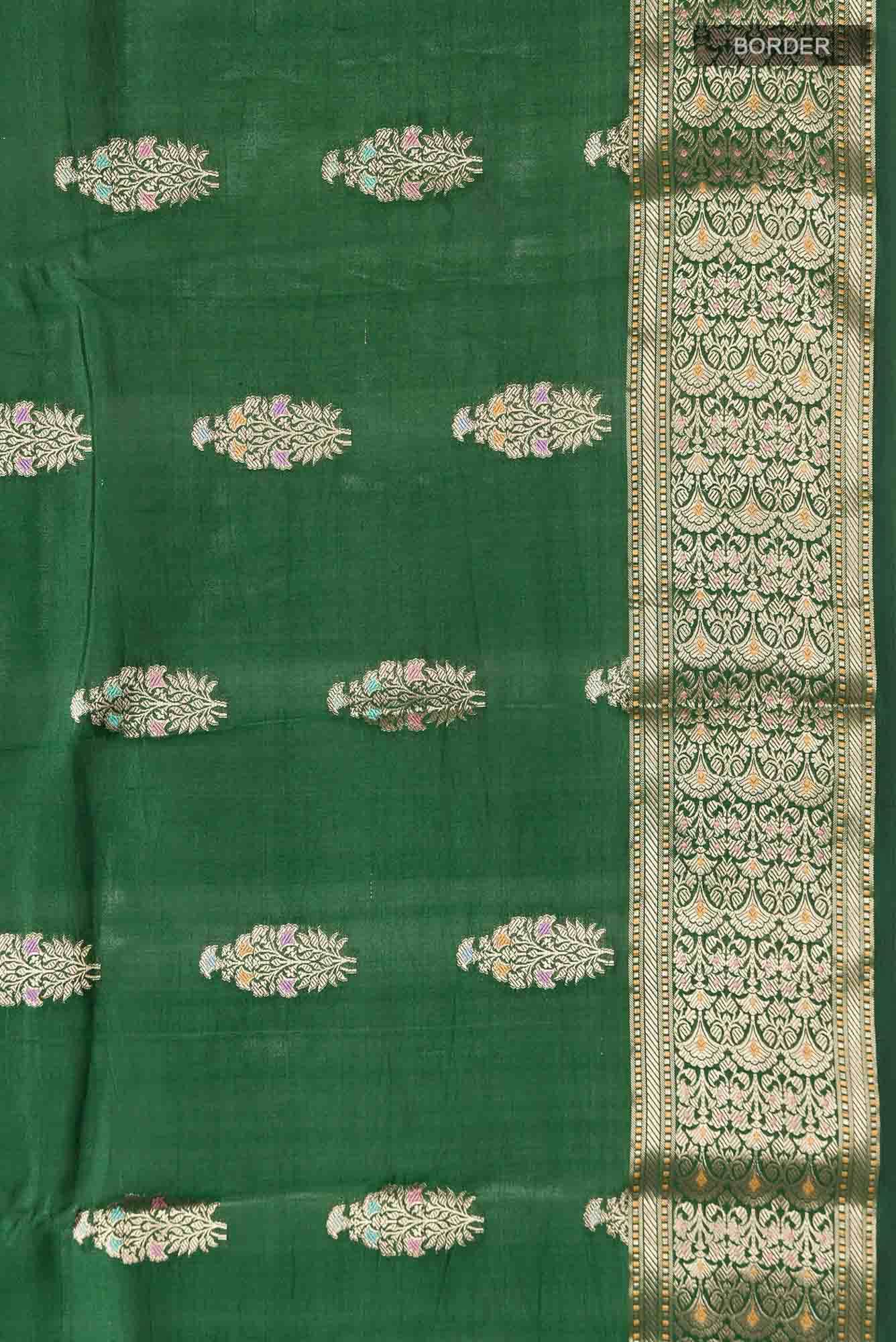 Green Banarasi Raw Silk Saree