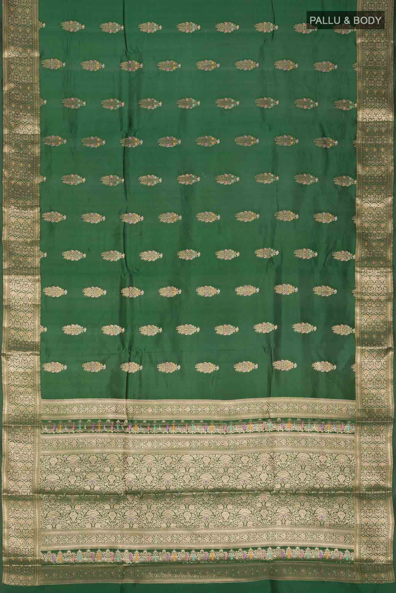 Green Banarasi Raw Silk Saree