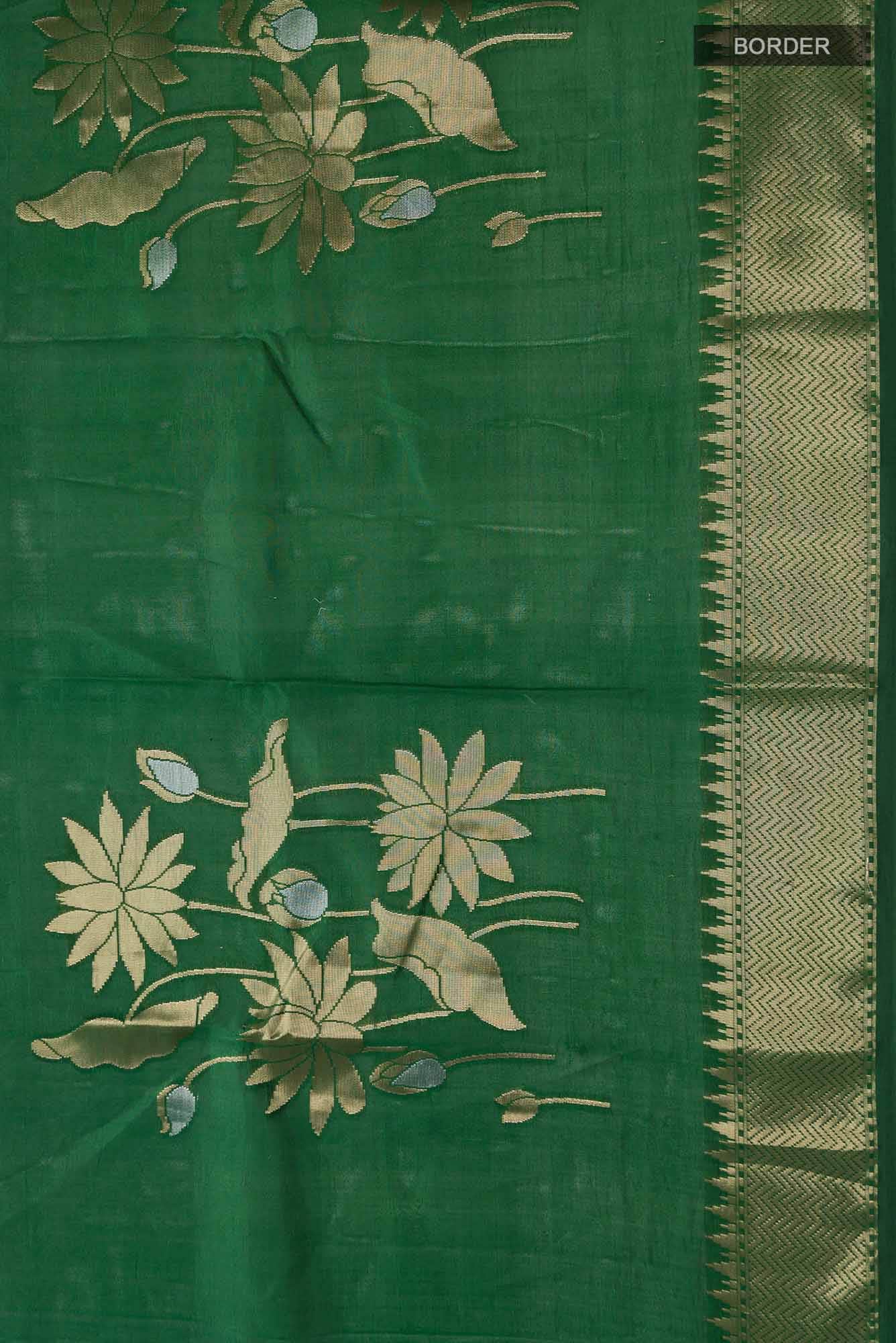 Green Banarasi Raw Silk Saree