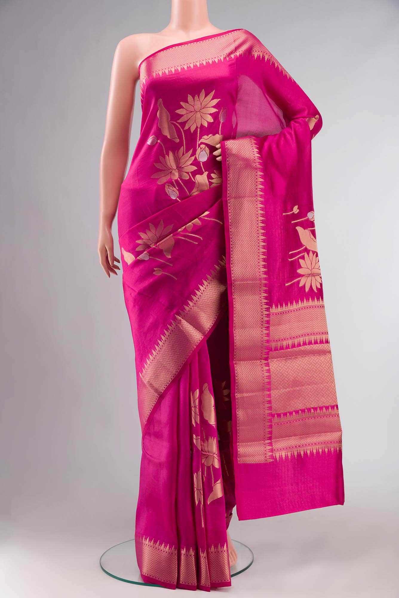 Pink Banarasi Raw Silk Saree
