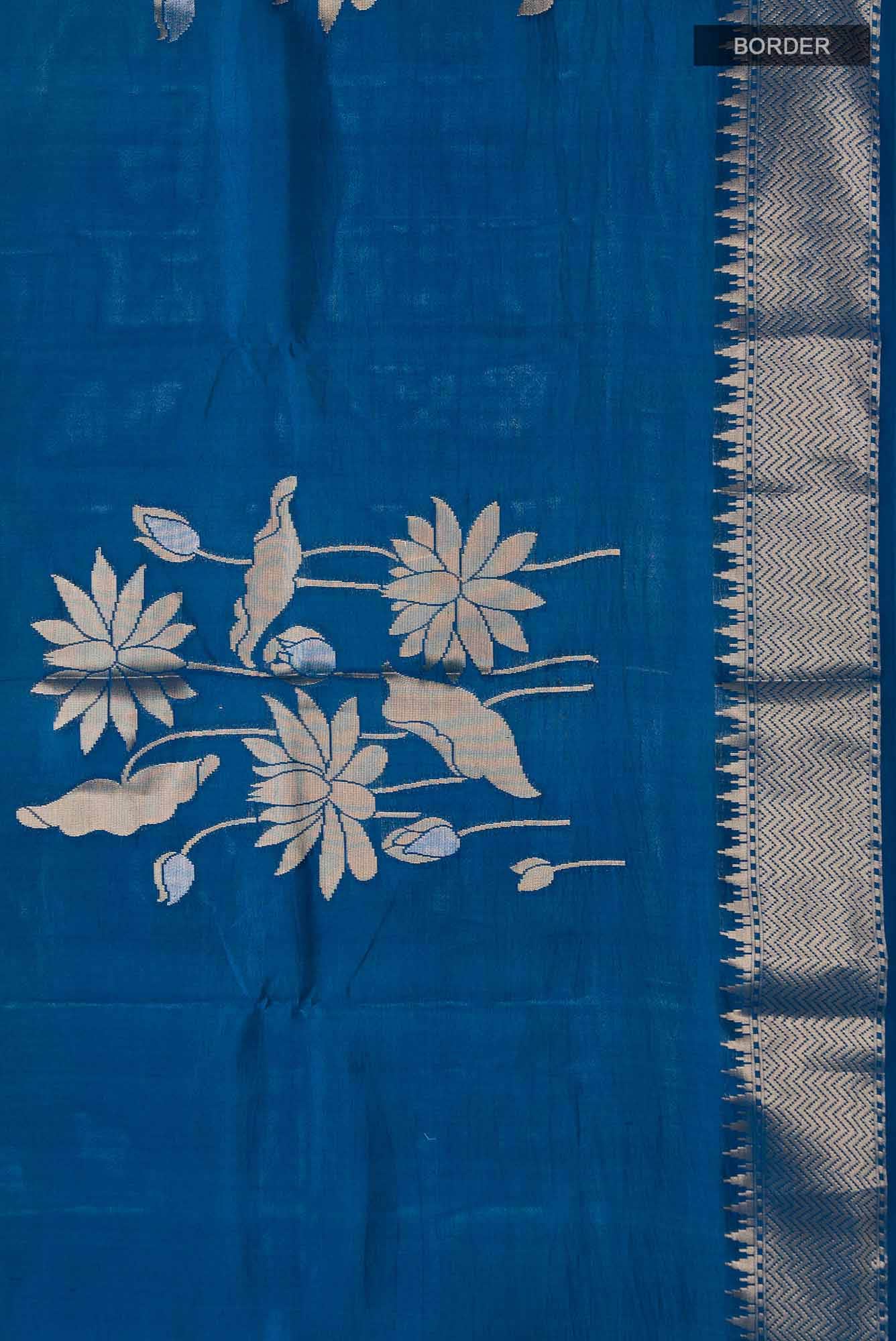 Blue Banarasi Raw Silk Saree