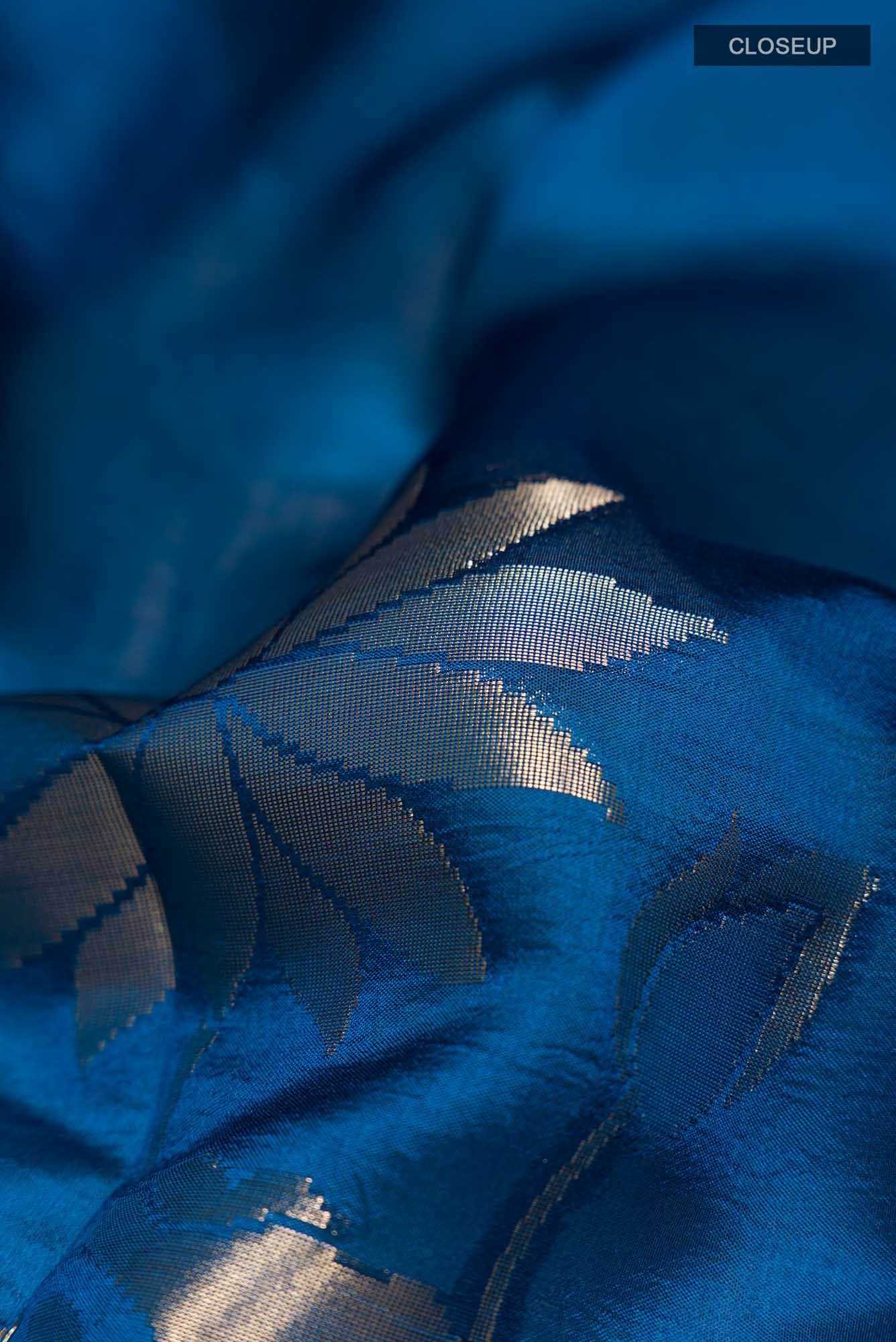 Blue Banarasi Raw Silk Saree