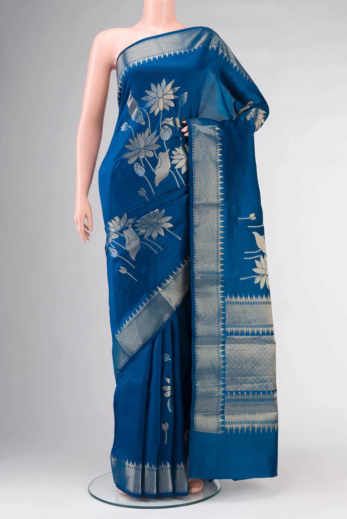 Blue Banarasi Raw Silk Saree