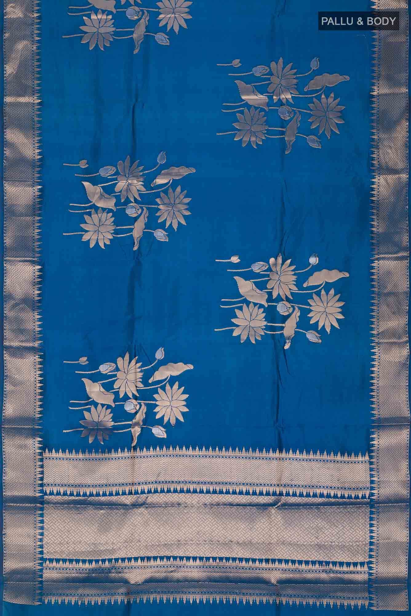 Blue Banarasi Raw Silk Saree