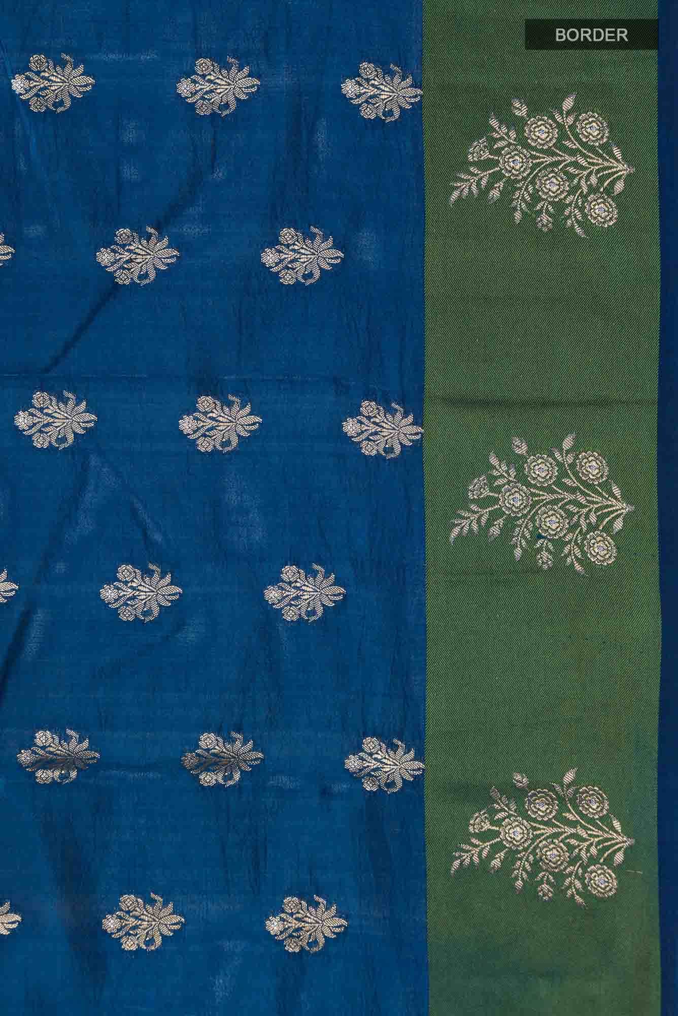 Blue Banarasi Raw Silk Saree