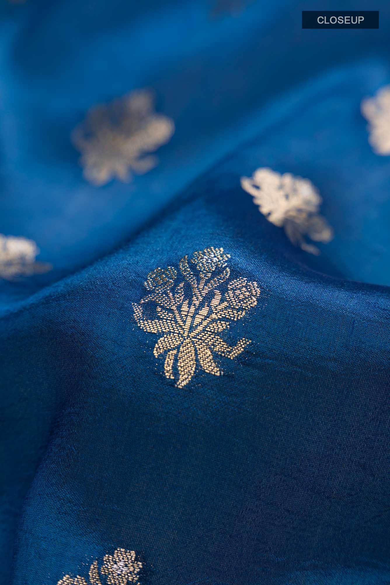 Blue Banarasi Raw Silk Saree
