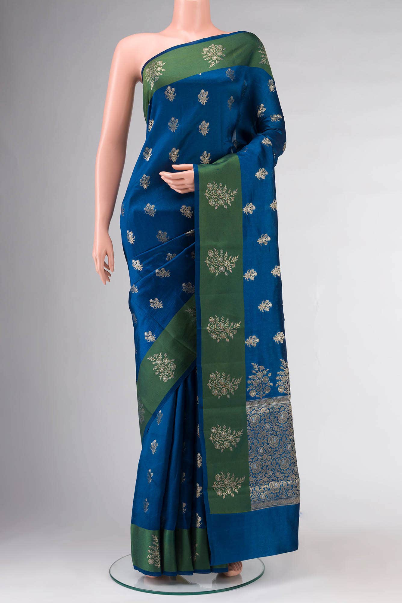 Blue Banarasi Raw Silk Saree