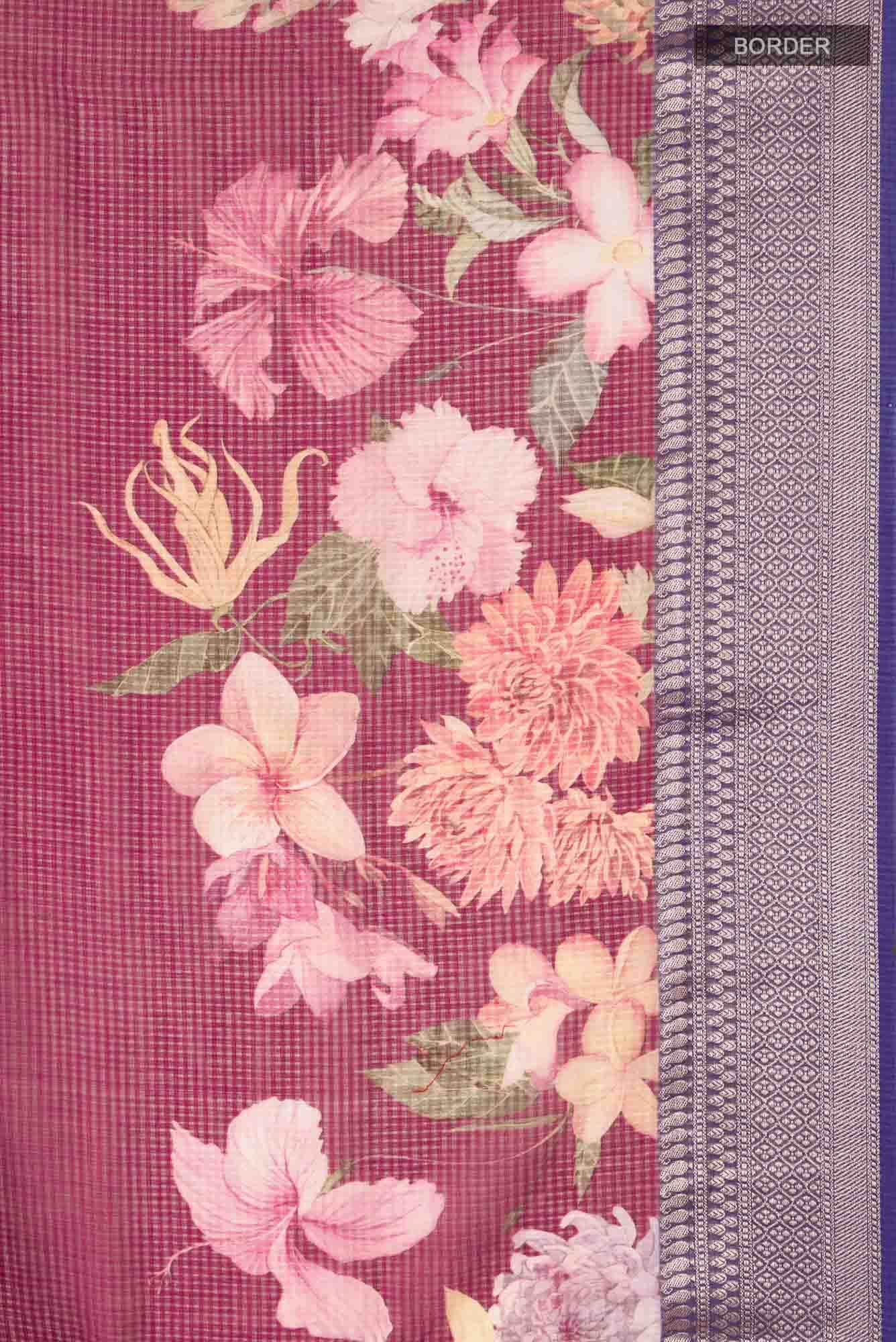 Maroon Kota Cotton Saree