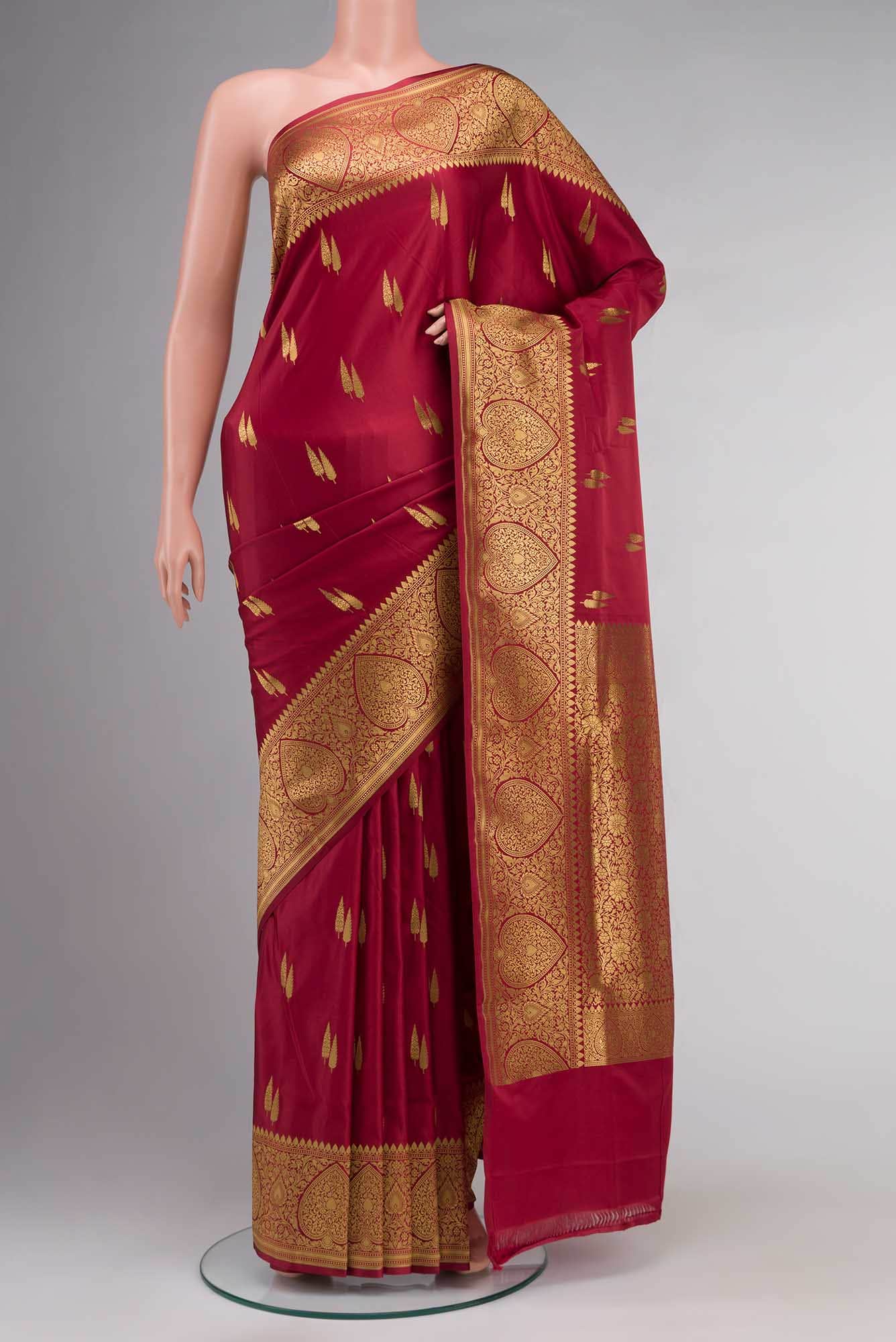 Maroon Banarasi Silk Saree