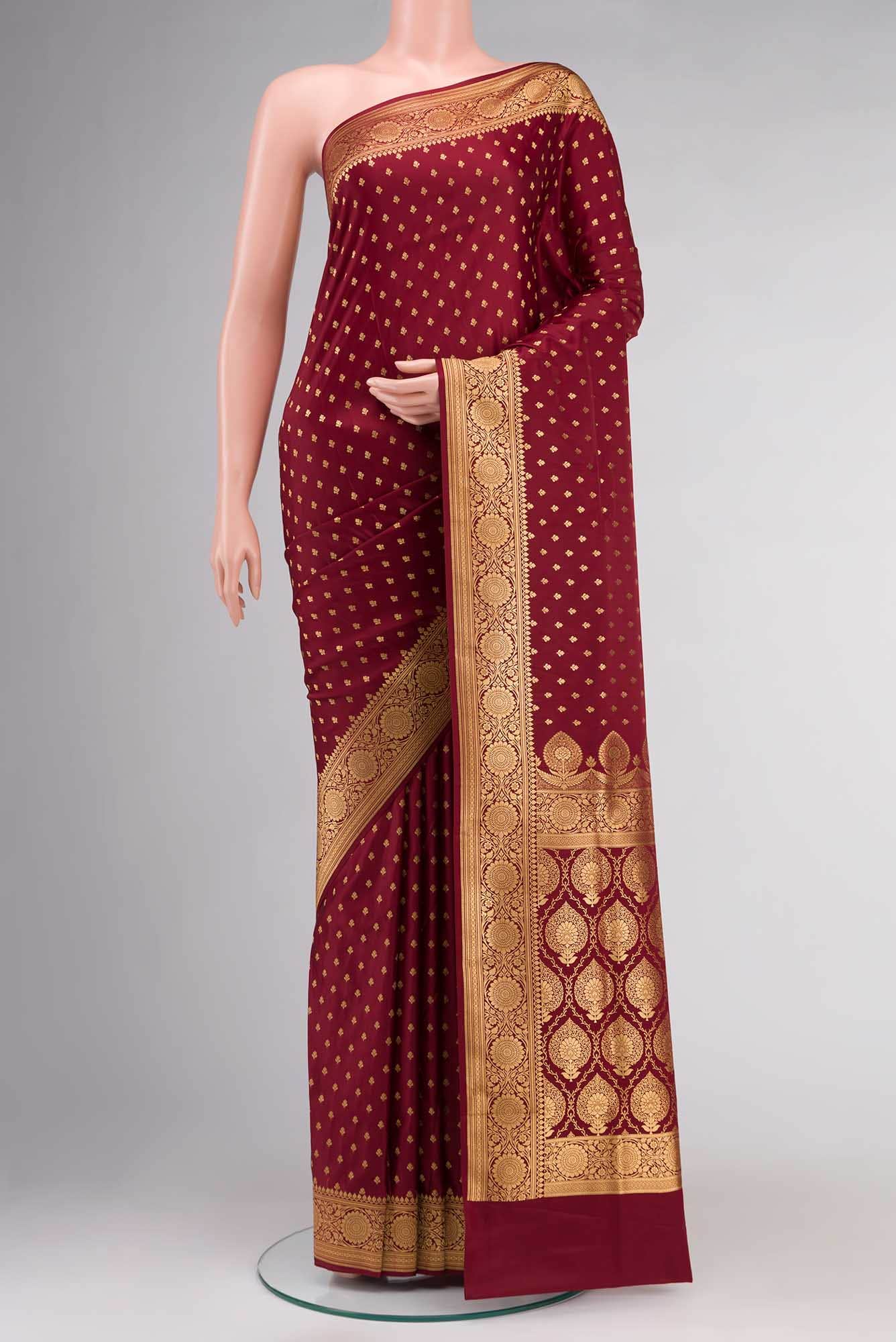 Maroon Banarasi Silk Saree