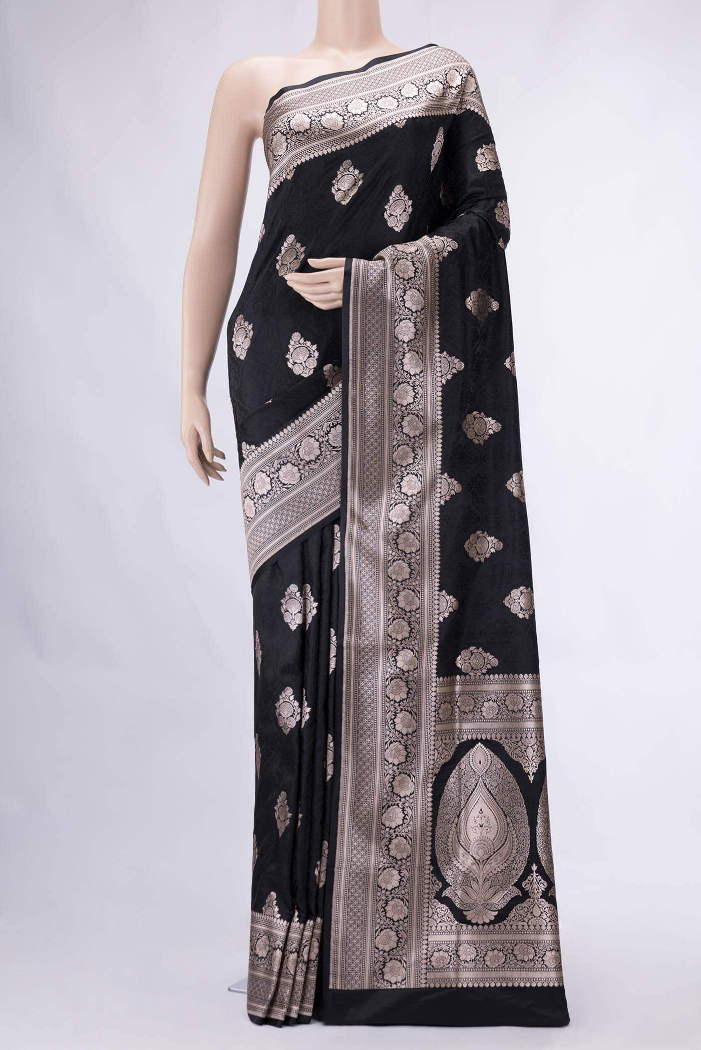 Black Blended Banarasi Silk Saree