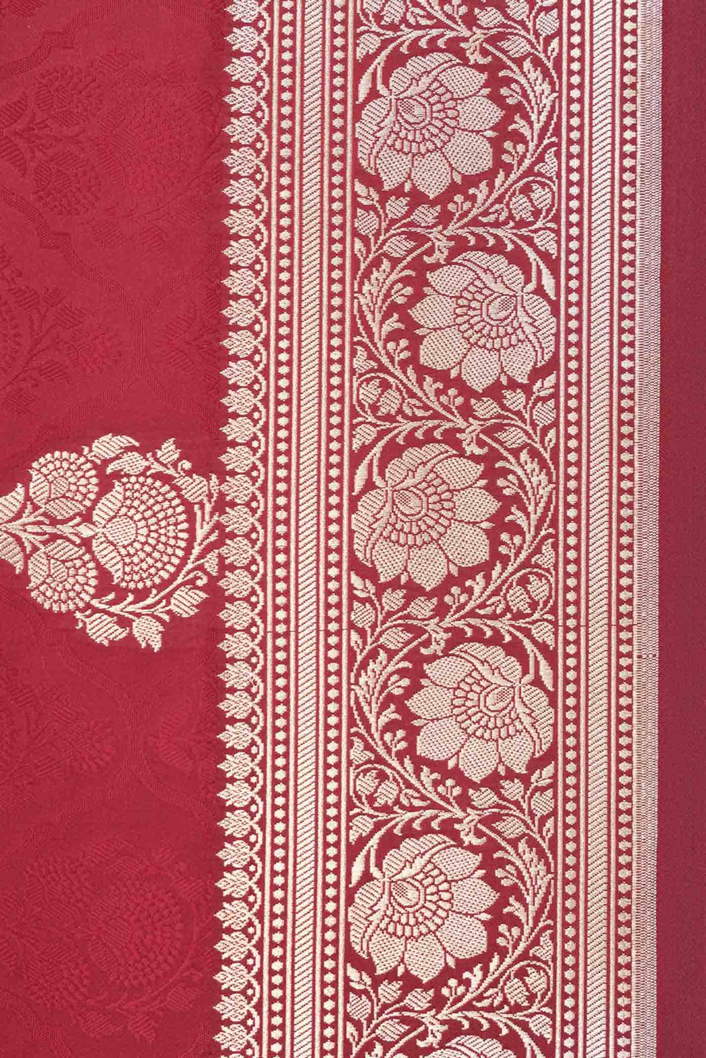 Maroon Dual Tone Blended Banarasi Silk Saree